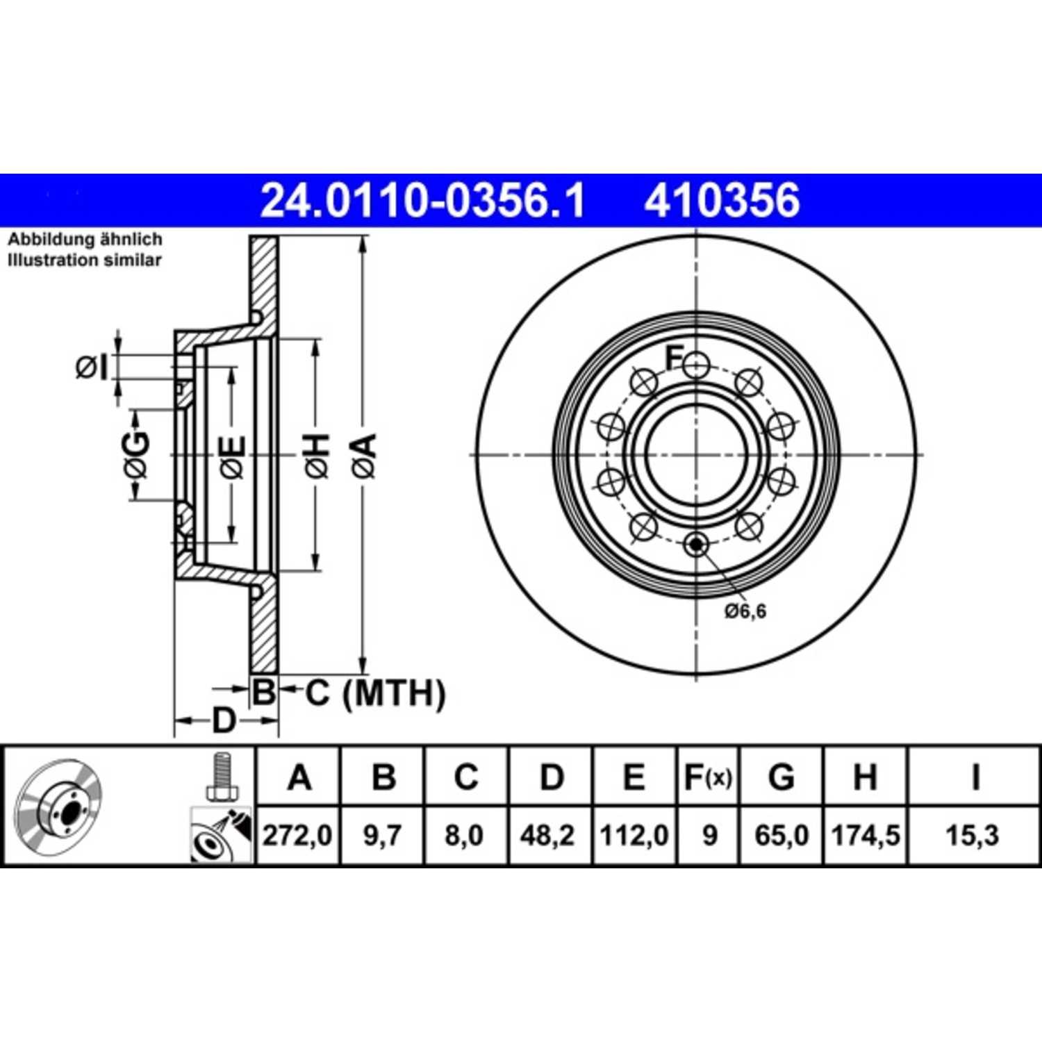 ATE Disc Brake Rotor Set 410356