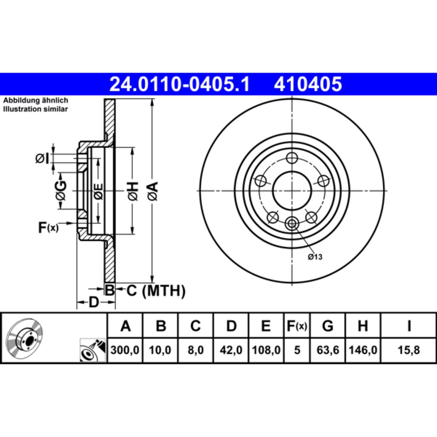 ATE Disc Brake Rotor Set 410405