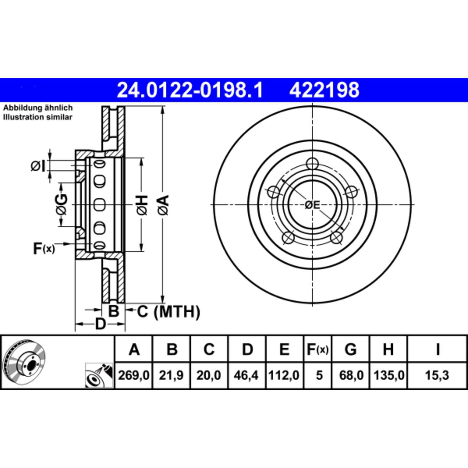 ATE Disc Brake Rotor Set 422198