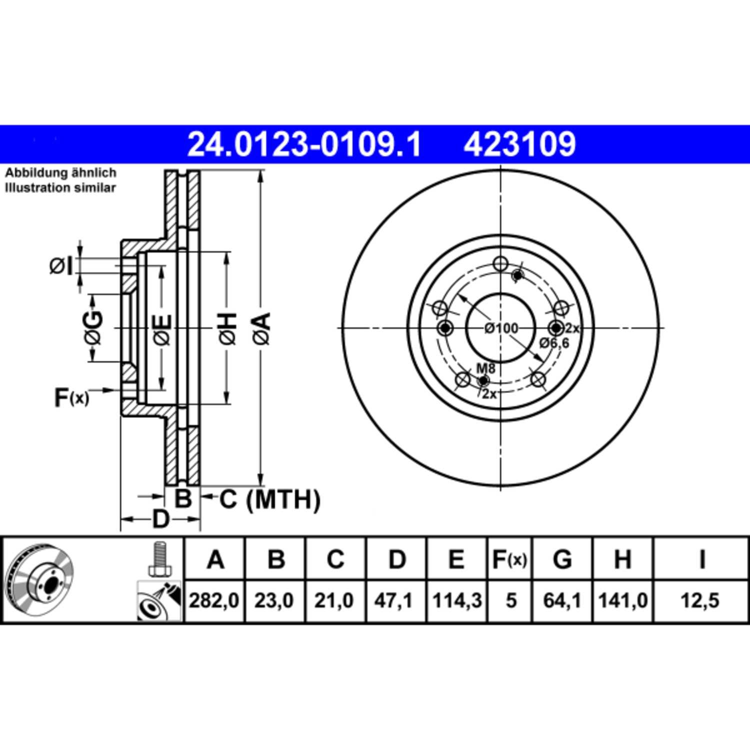 ATE Disc Brake Rotor Set 423109