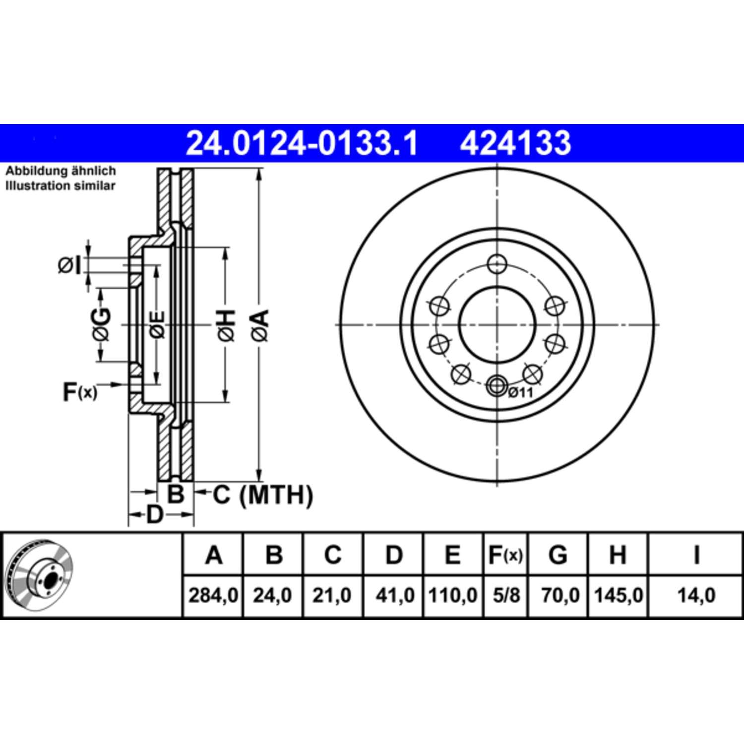 ATE Disc Brake Rotor Set 424133