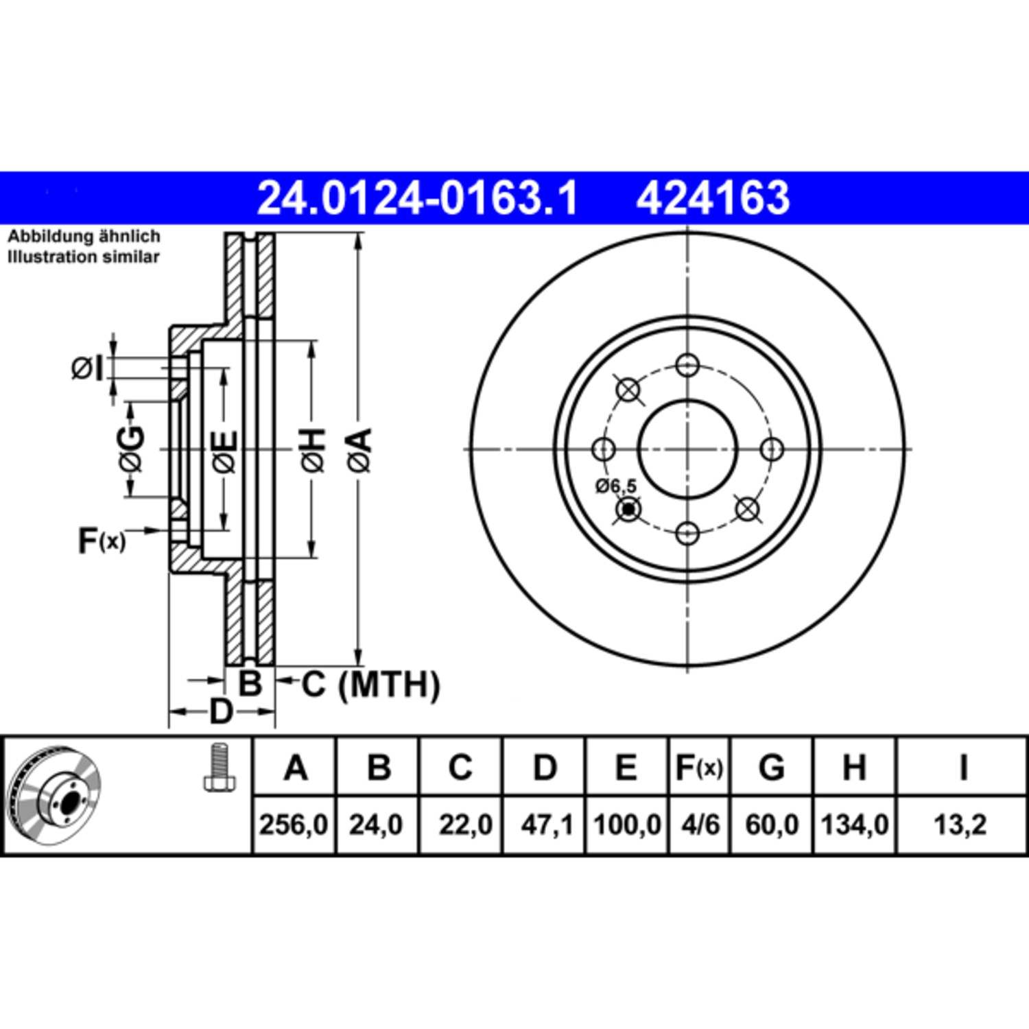 ATE Disc Brake Rotor Set 424163