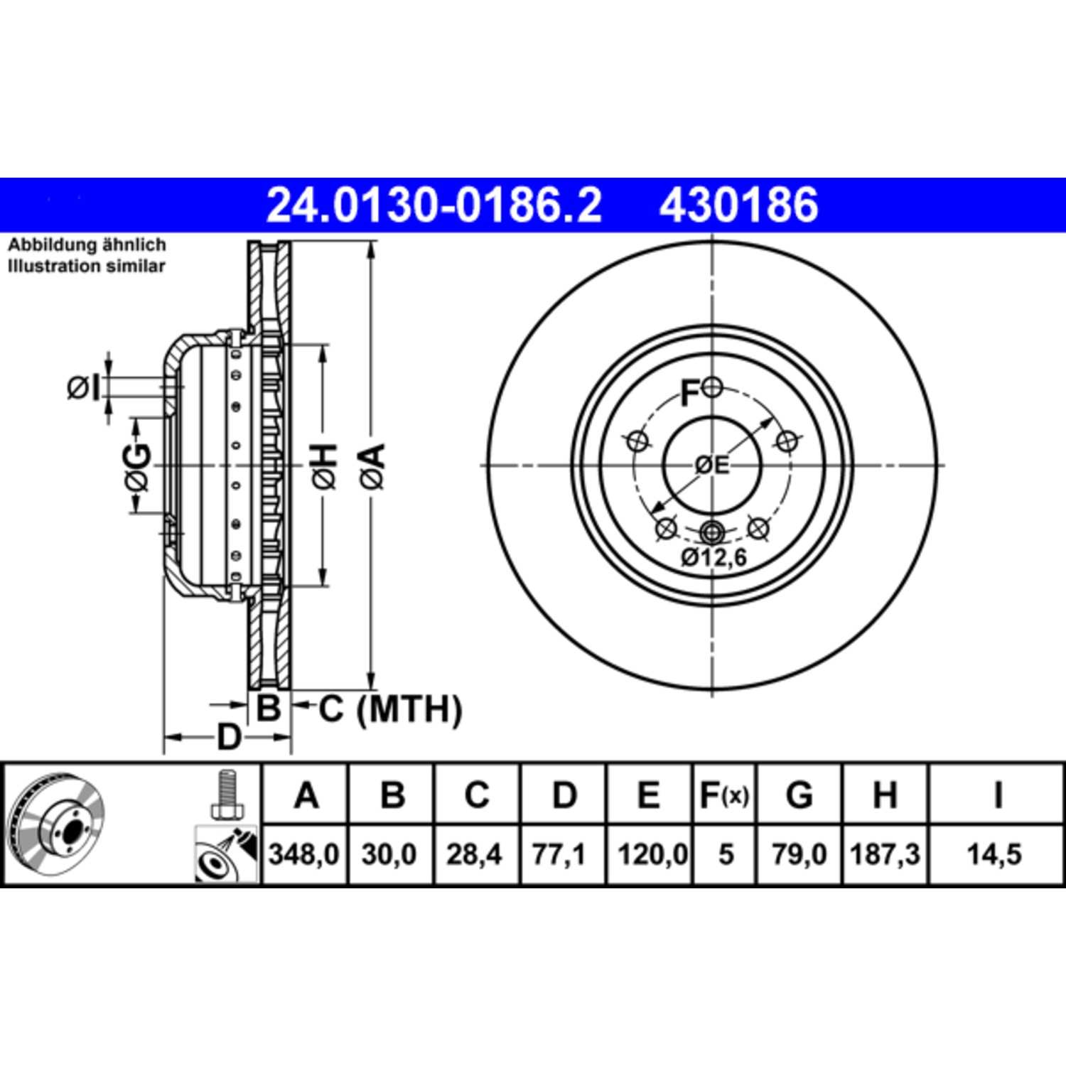 ATE Disc Brake Rotor 430186