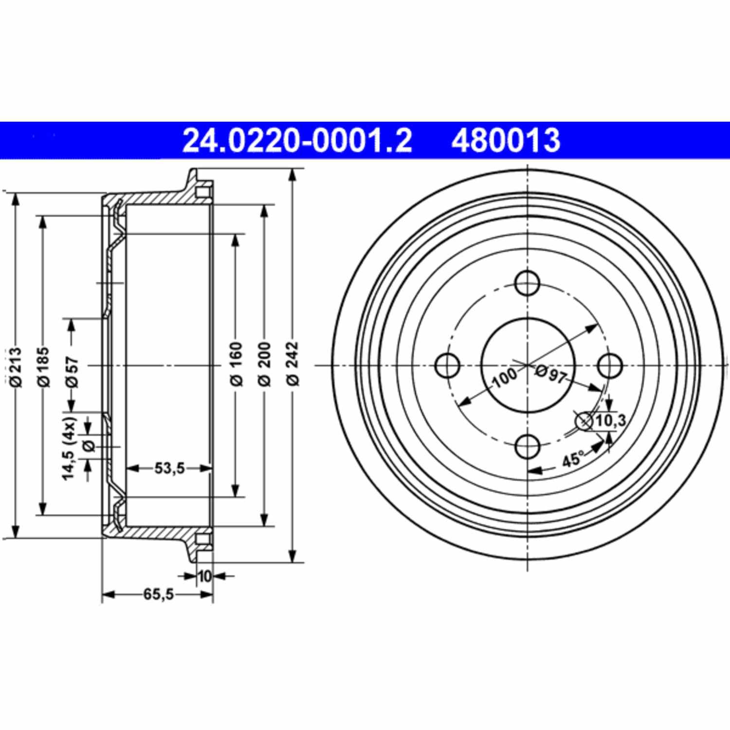 ATE Brake Drum Set 480013