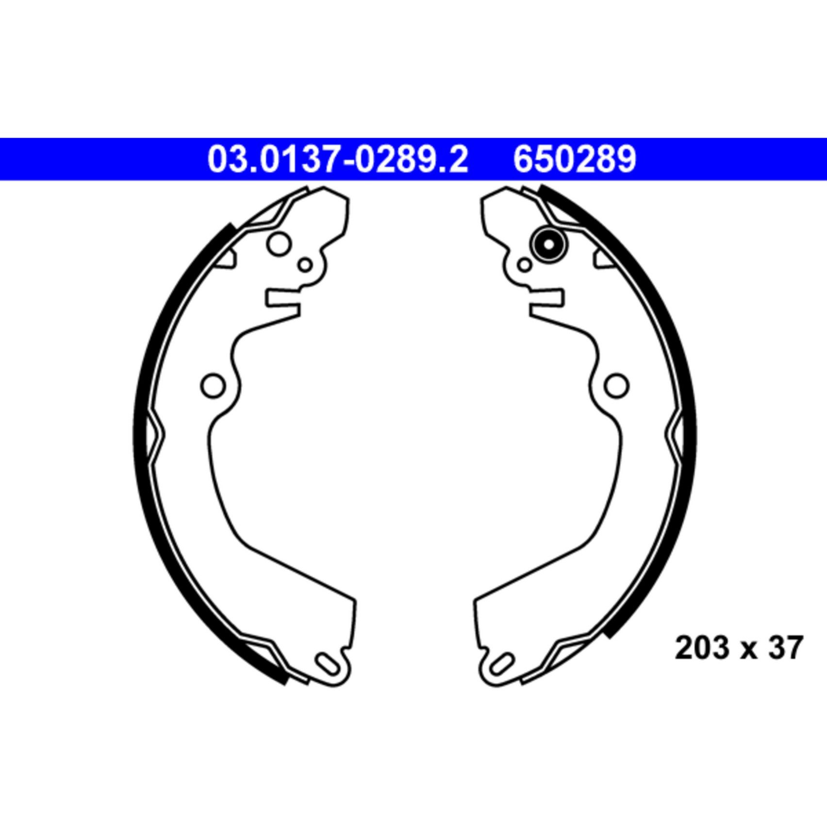 ATE Drum Brake Shoe Set 650289