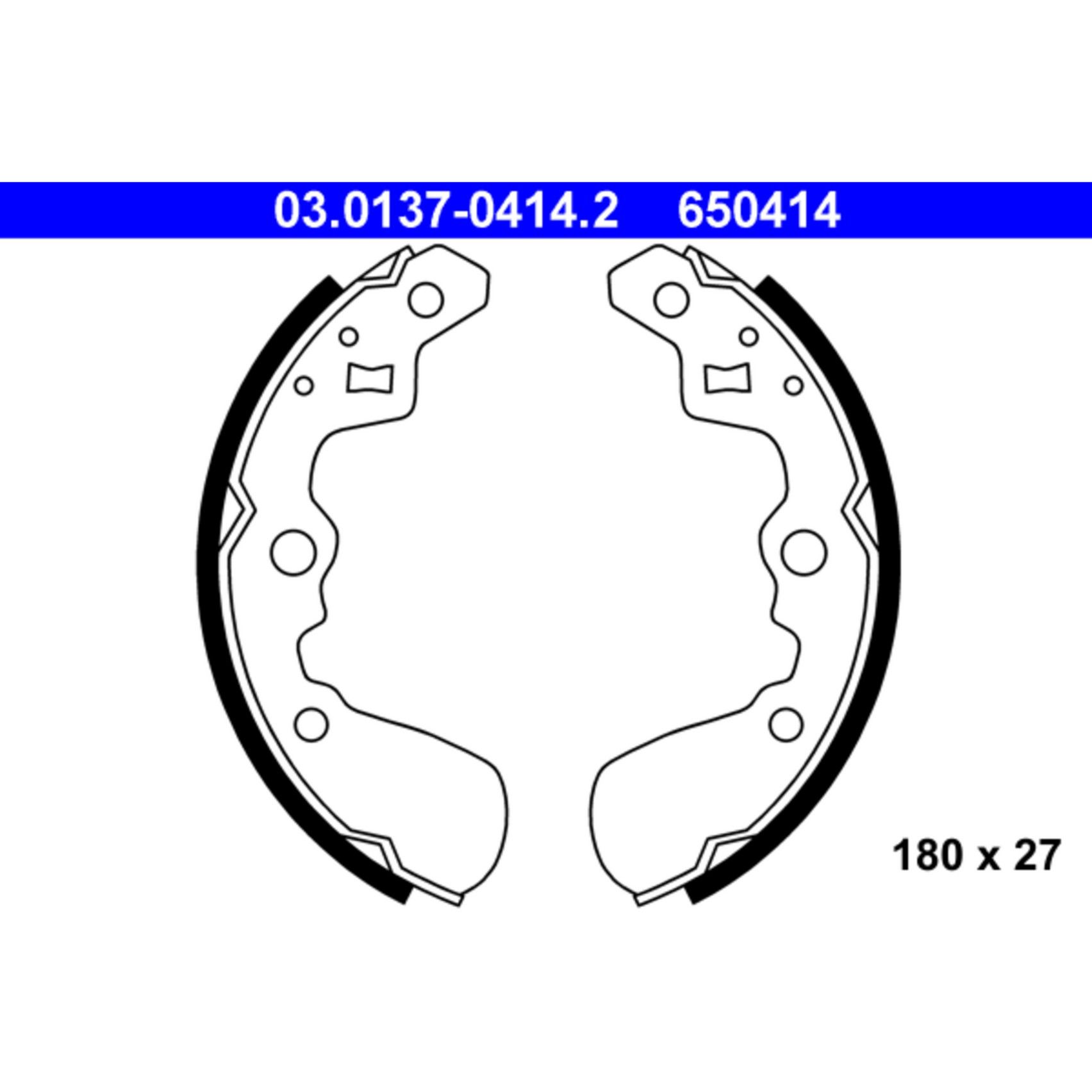 ATE Drum Brake Shoe Set 650414