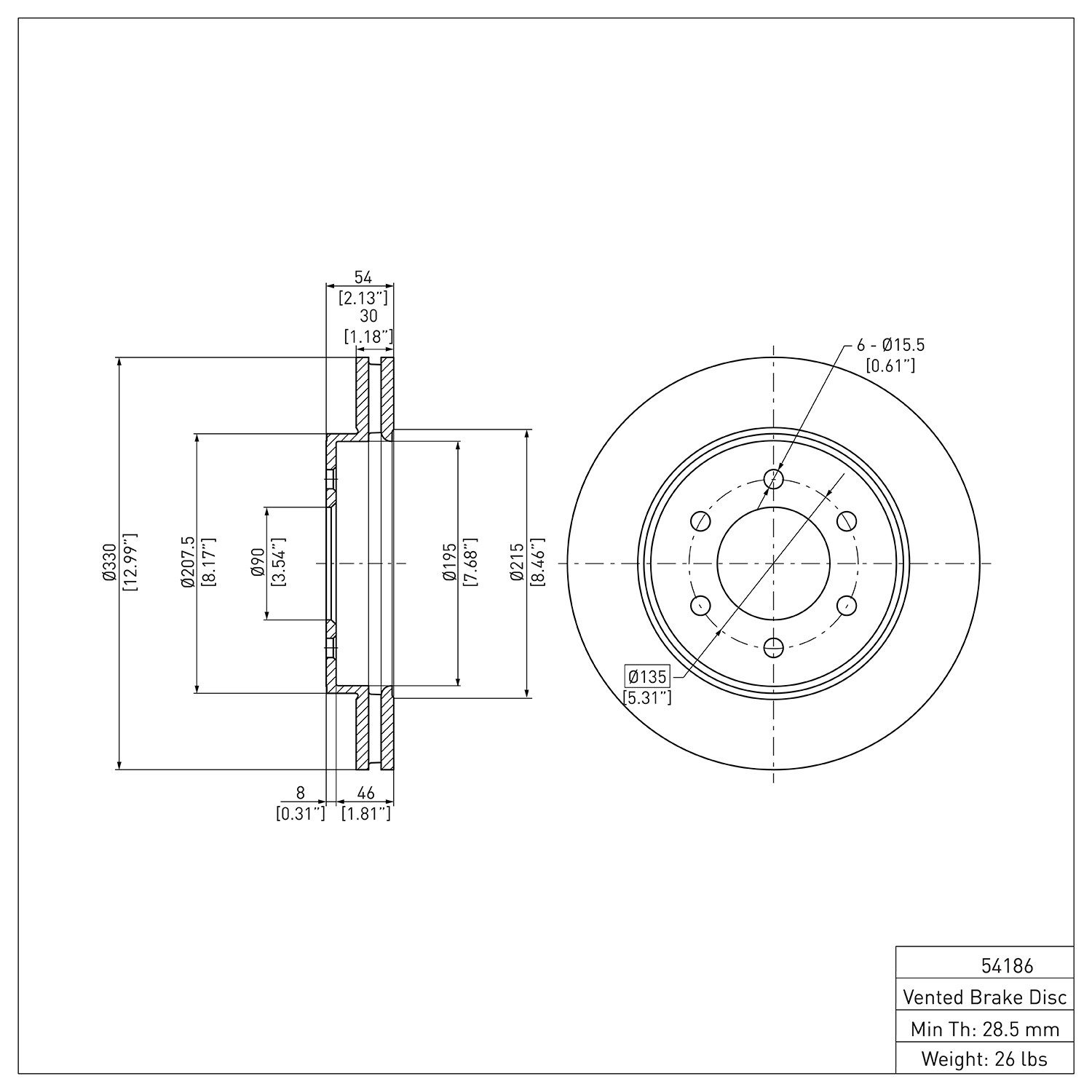 DYNAMIC FRICTION Disc Brake Rotor 600-54186 — image 6