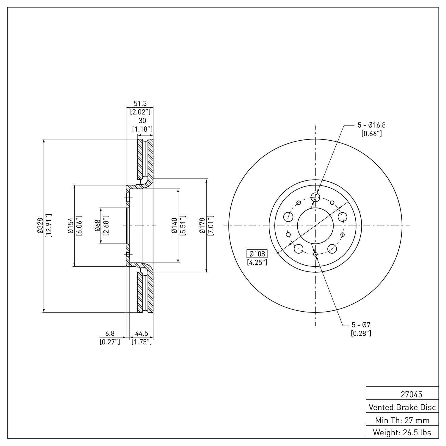 DYNAMIC FRICTION Disc Brake Rotor 604-27045 — image 6