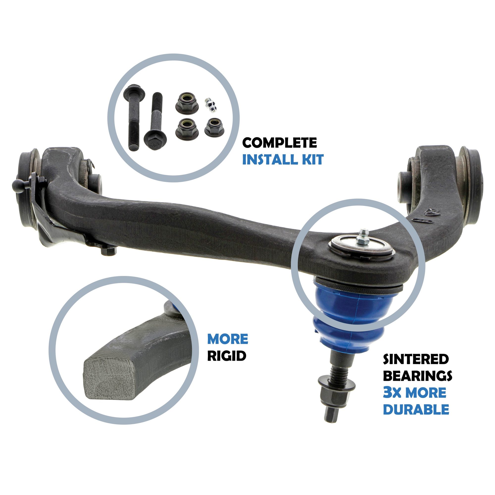Front Left Upper Suspension Control Arm and Ball Joint Assembly | Mevotech Supreme CMS401293 Fits Ford