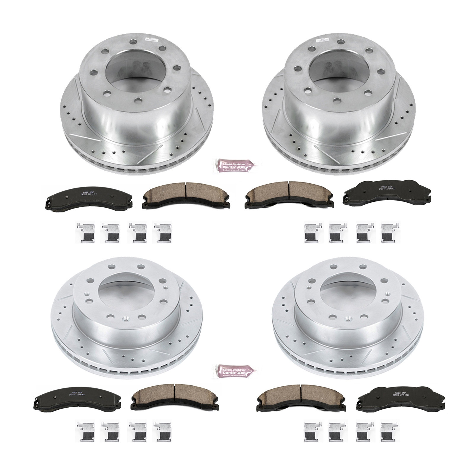 PowerStop Z23 Evolution Sport Front & Rear Brake Kit - 4-Pc, Carbon-Fiber Ceramic, Drilled & Slotted Rotors