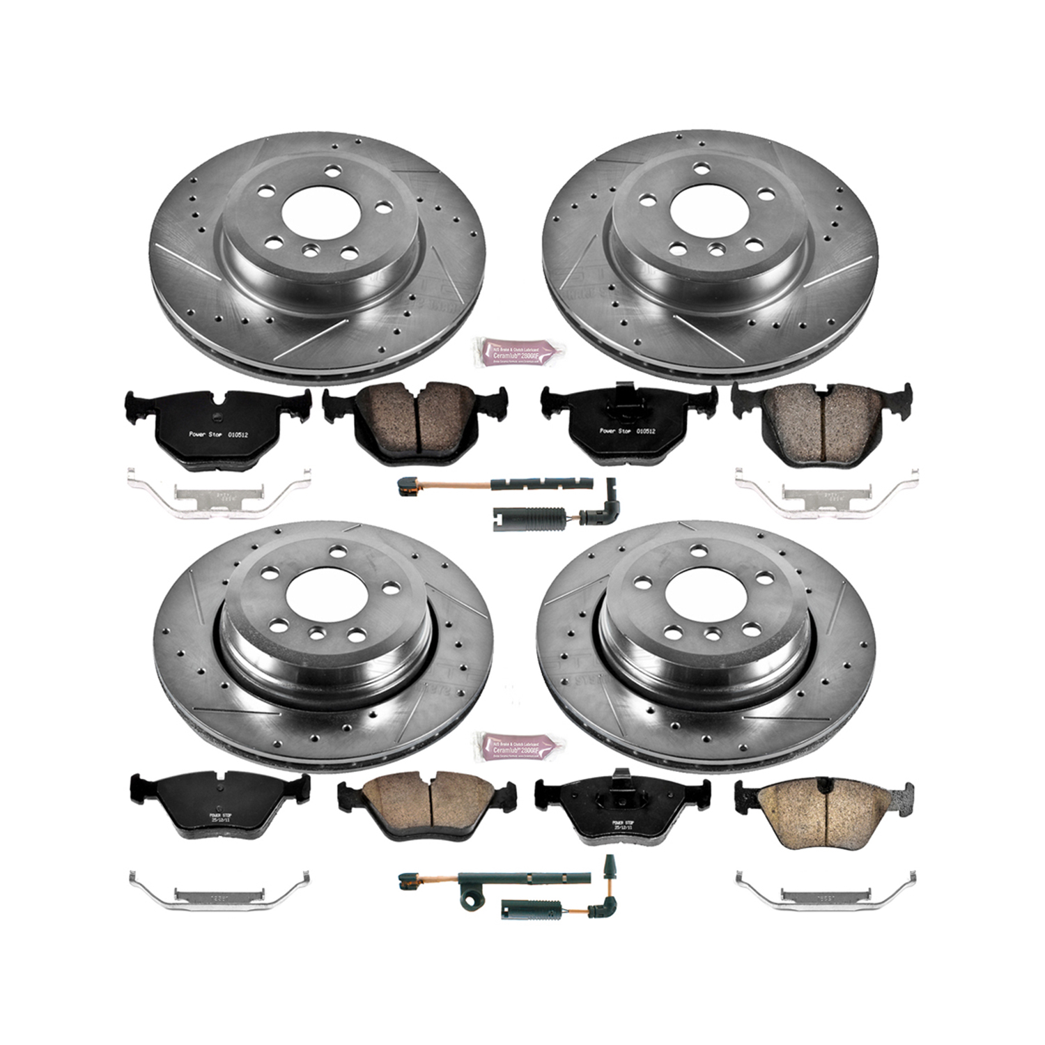 PowerStop Z23 Evolution Sport Front & Rear Brake Kit - 6-Pc, Carbon-Fiber Ceramic, Drilled & Slotted Rotors