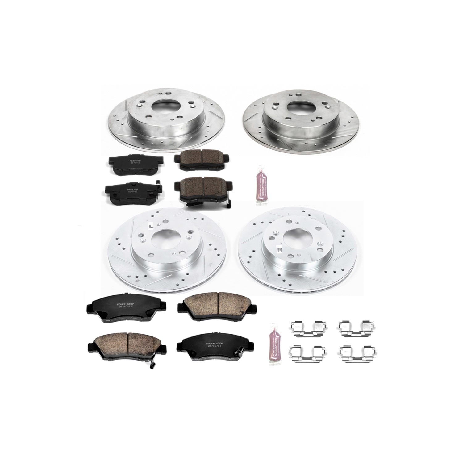 PowerStop Z23 Evolution Sport Front & Rear Brake Kit - 4-Pc, Carbon-Fiber Ceramic, Drilled & Slotted Rotors