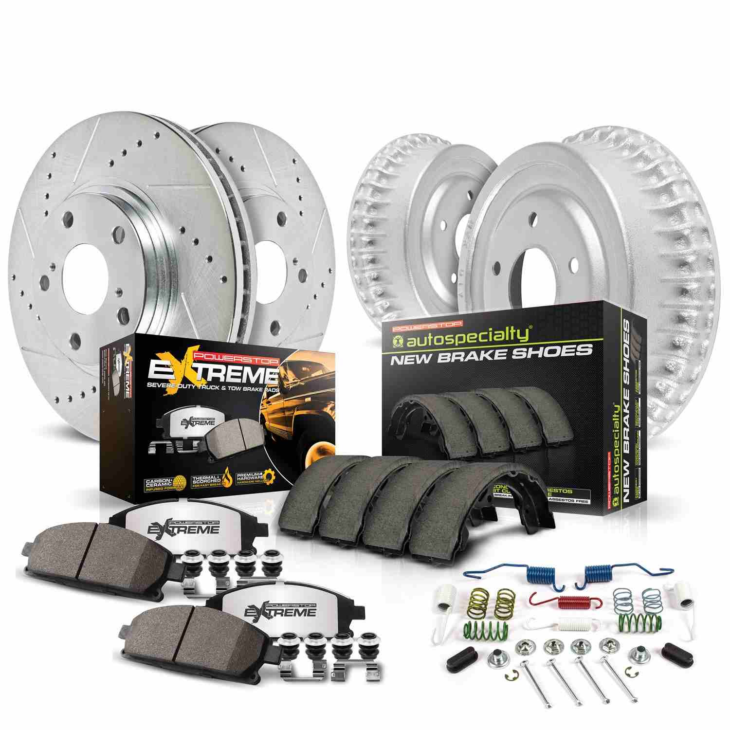 PowerStop Z36 Truck & Tow Front & Rear Brake Pads - Carbon-Fiber Ceramic - Main Image