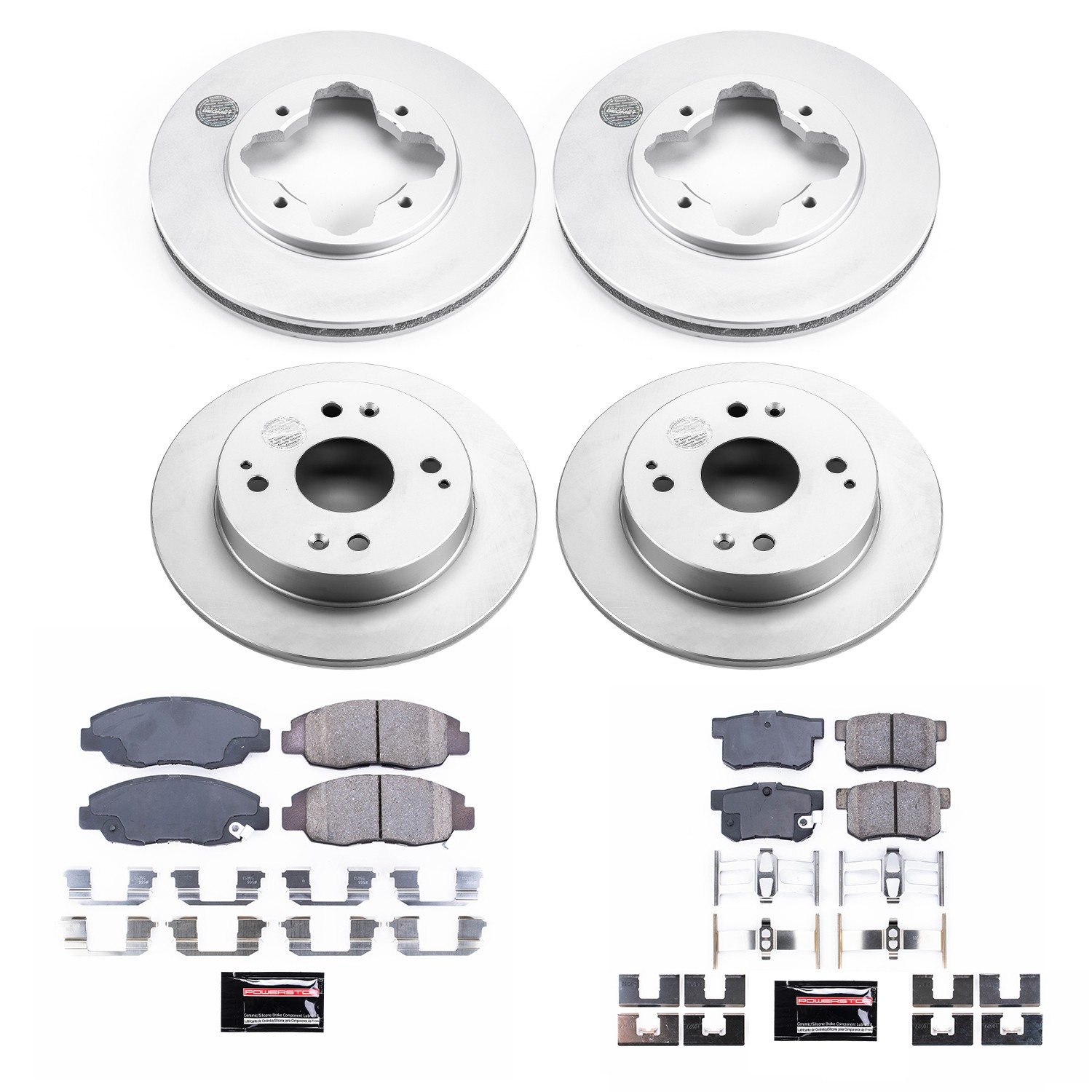 PowerStop Z17 Evolution Ceramic Front & Rear Brake Kit - 4-Pc, Ceramic, Geomet Fully Coated Rotors - 2
