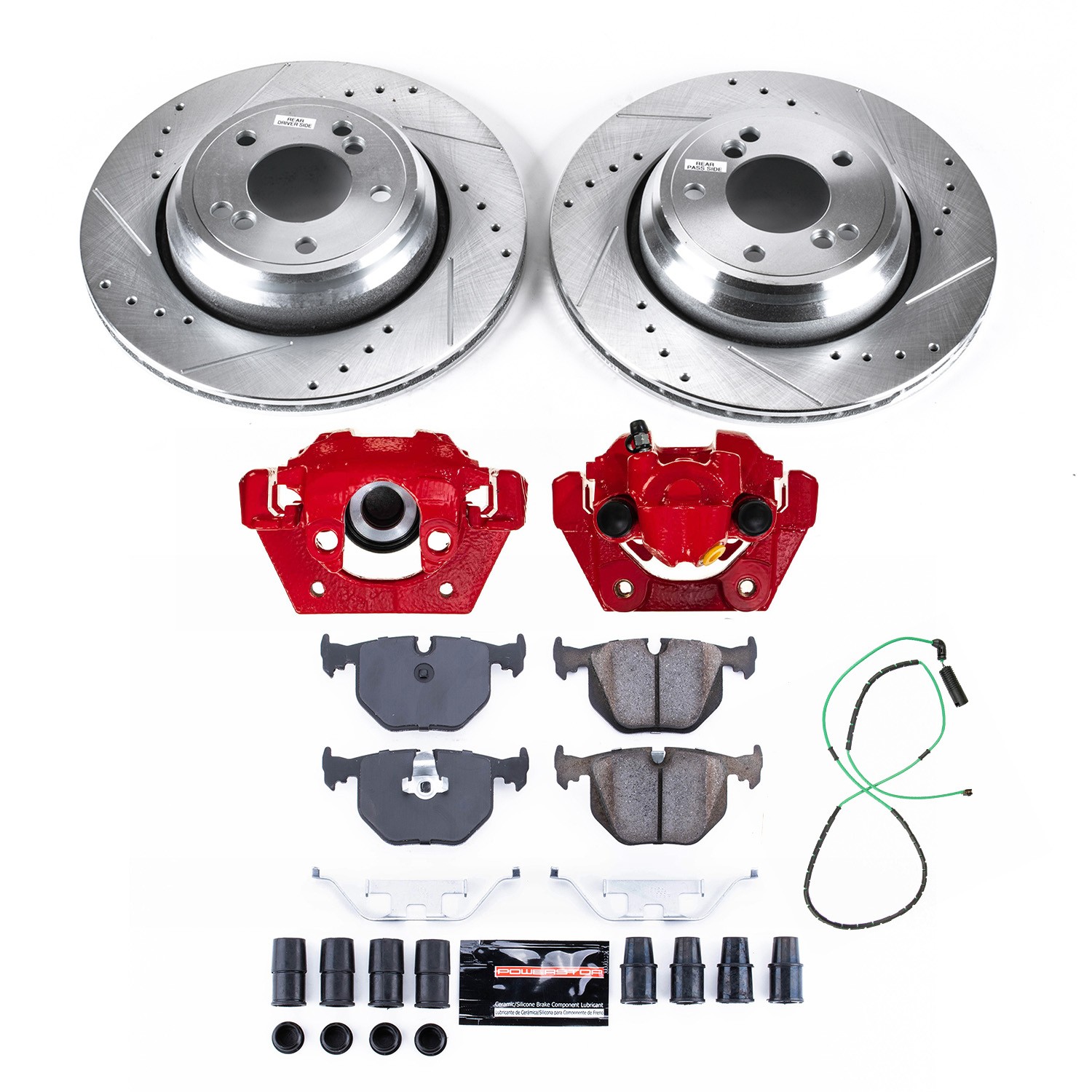 PowerStop Z23 Evolution Sport Brake Kit - 9-Pc, Carbon-Fiber Ceramic, Drilled & Slotted Rotors - 2