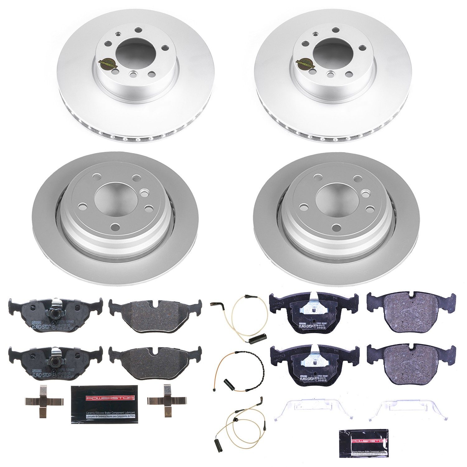 PowerStop EuroStop Brake Kit - 6-Pc, Geomet Fully Coated Rotors — image 2