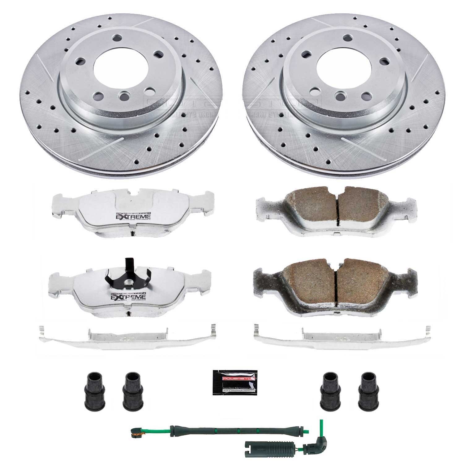 PowerStop Z26 Street Warrior Front Brake Kit - 6-Pc, Carbon-Fiber Ceramic, Drilled & Slotted Rotors