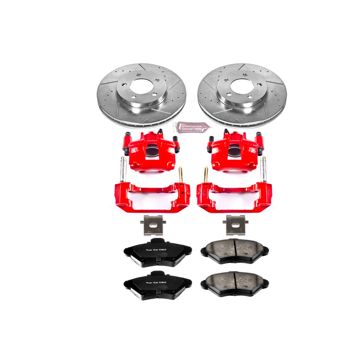PowerStop Z23 Evolution Sport Front Brake Kit - 8-Pc, Carbon-Fiber Ceramic, Drilled & Slotted Rotors - 2