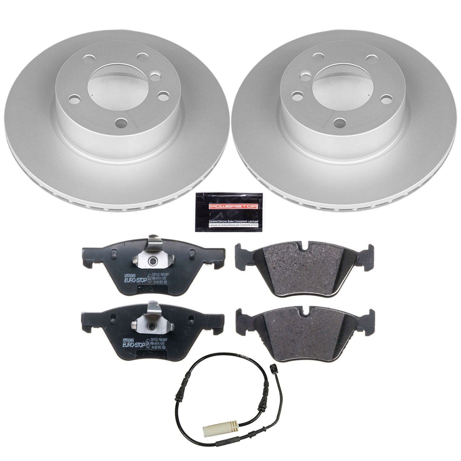 PowerStop EuroStop Brake Kit - 6-Pc, Geomet Fully Coated Rotors - 2