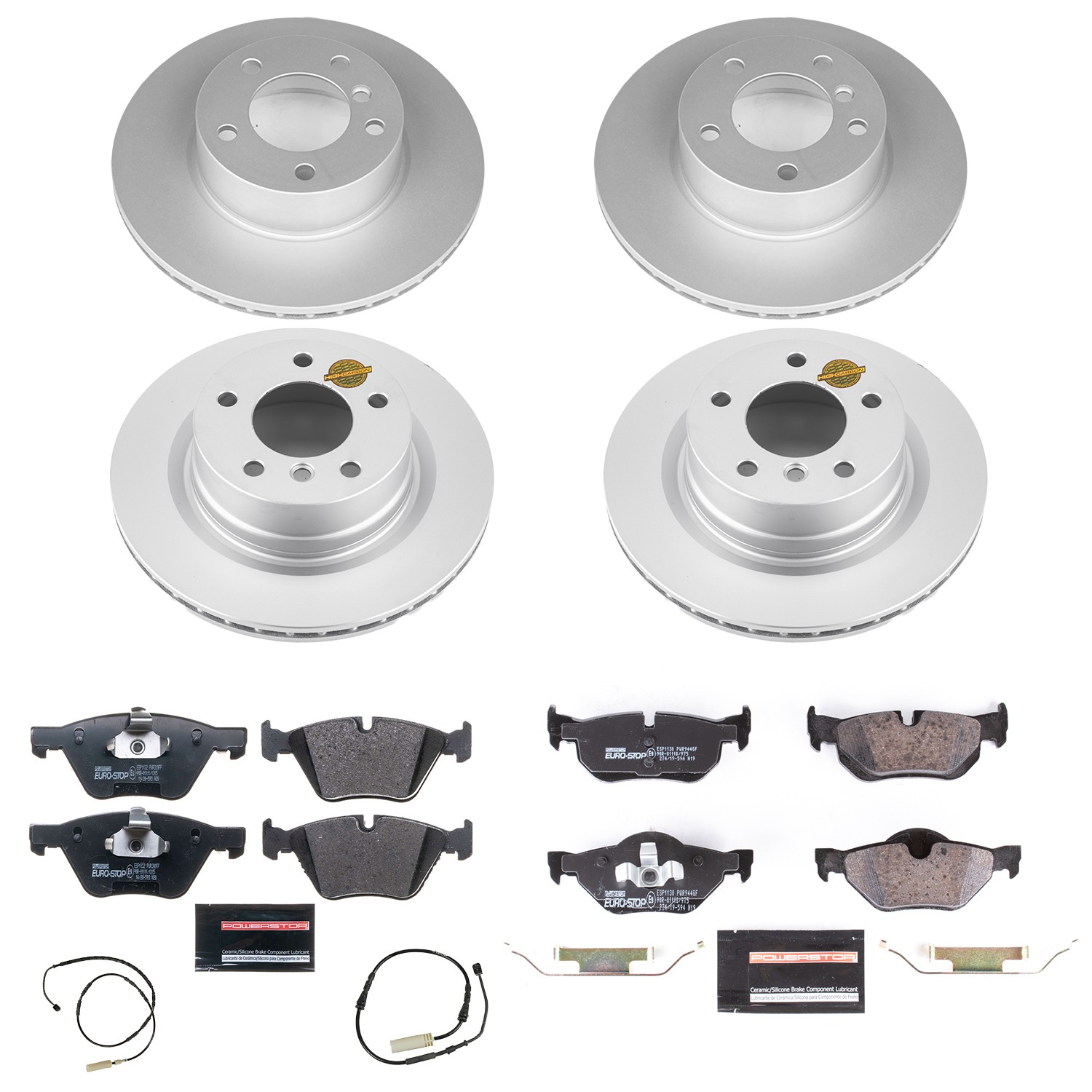 PowerStop EuroStop Brake Kit - 6-Pc, Geomet Fully Coated Rotors - 2