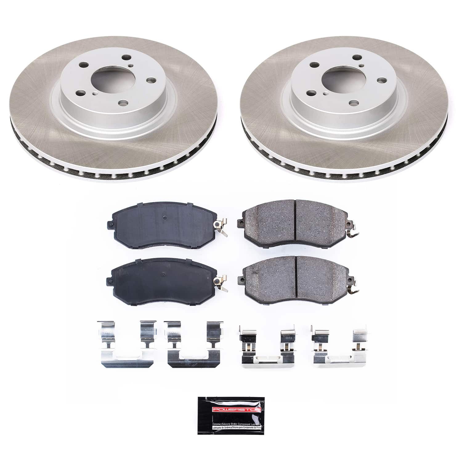 PowerStop Z17 Evolution Ceramic Front Brake Kit - 4-Pc, Ceramic, Semi Coated Rotors - 2