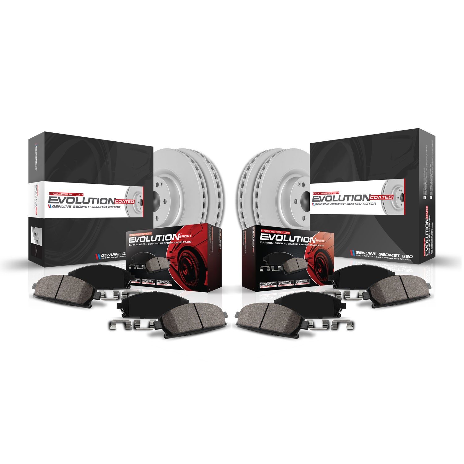 PowerStop Z23 Evolution Sport Front & Rear Brake Kit - 6-Pc, Carbon-Fiber Ceramic, Geomet Fully Coated Rotors