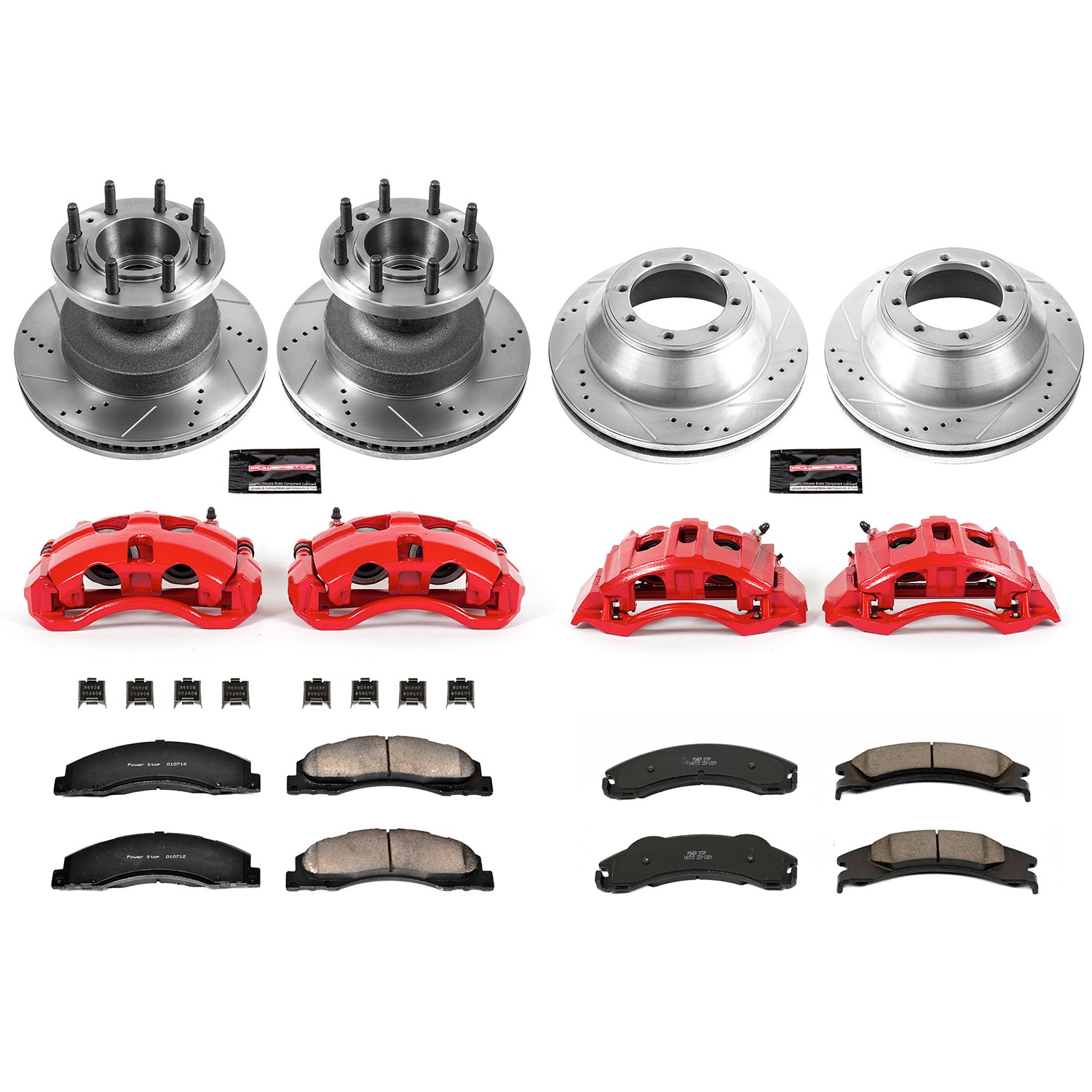 PowerStop Z23 Evolution Sport Front & Rear Brake Kit - 8-Pc, Carbon-Fiber Ceramic, Drilled & Slotted Rotors - 2