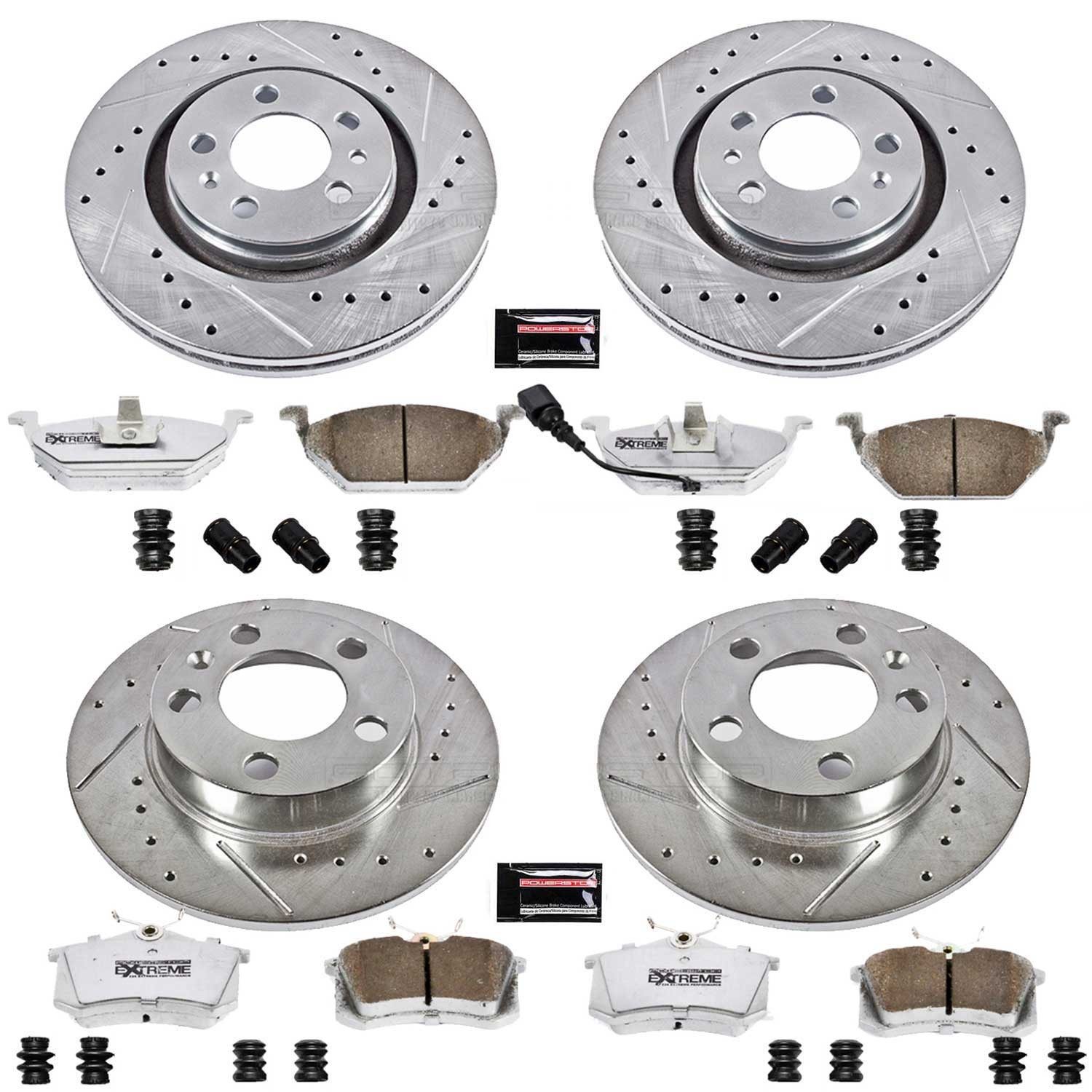 PowerStop Z26 Street Warrior Front & Rear Brake Kit - 4-Pc, Carbon-Fiber Ceramic, Drilled & Slotted Rotors