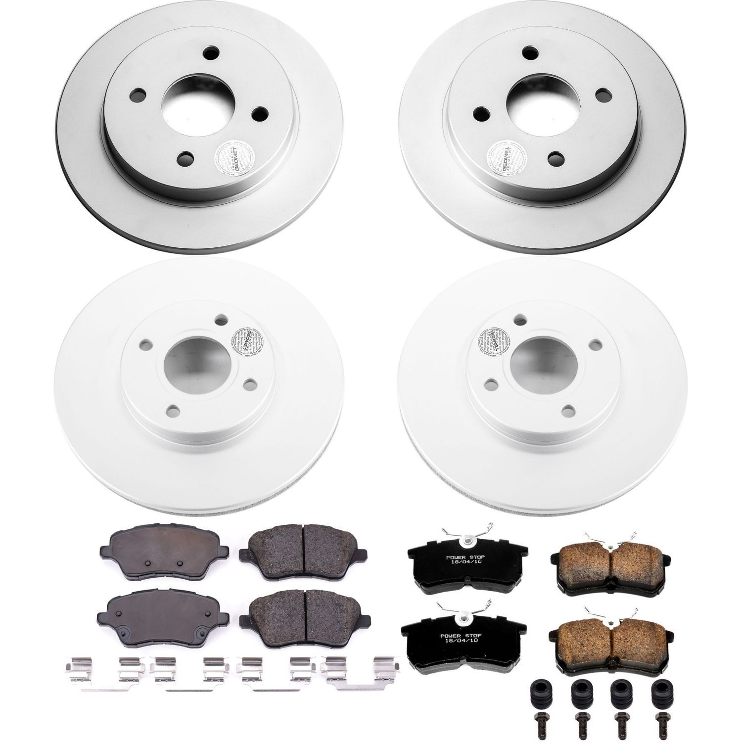 PowerStop Z17 Evolution Ceramic Front & Rear Brake Kit - 4-Pc, Ceramic, Geomet Fully Coated Rotors - 2