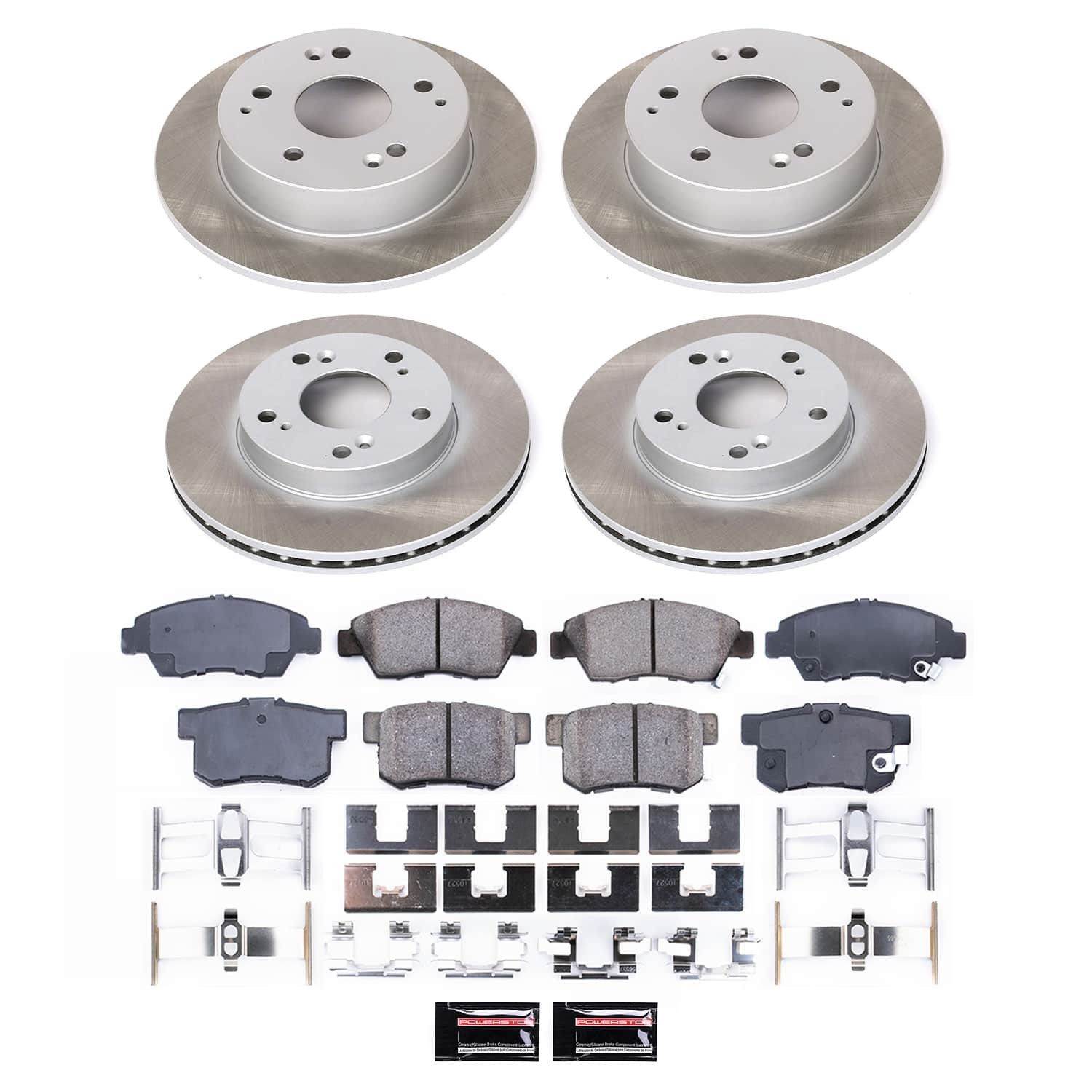 PowerStop Z17 Evolution Ceramic Front & Rear Brake Kit - 4-Pc, Ceramic, Semi Coated Rotors - 2