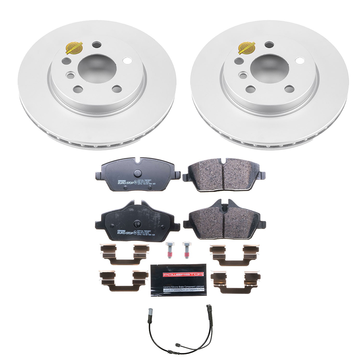 PowerStop EuroStop Brake Kit - 6-Pc, Geomet Fully Coated Rotors - 2