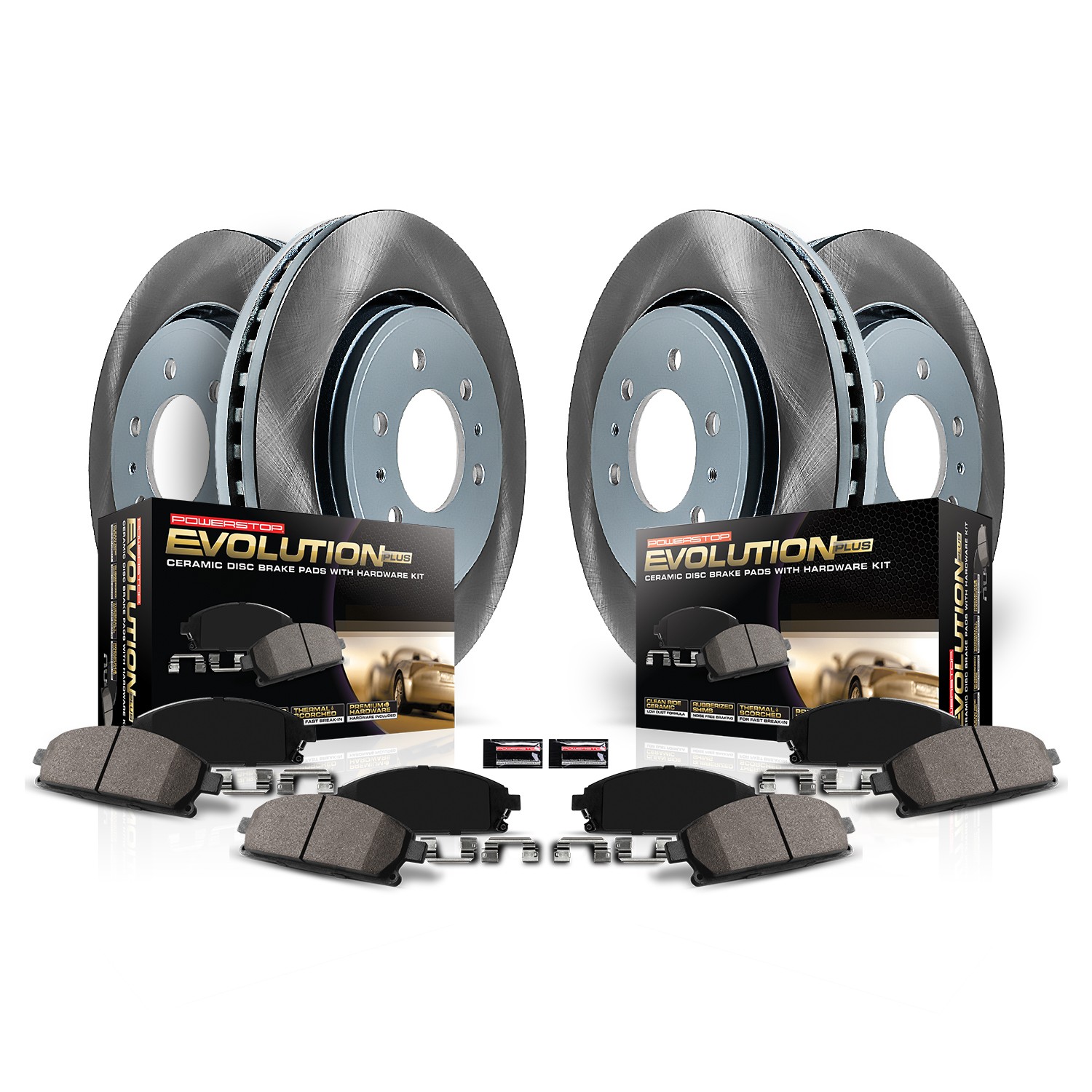 PowerStop Z17 Evolution Ceramic Front & Rear Brake Kit - 4-Pc, Ceramic, Semi Coated Rotors - Main Image