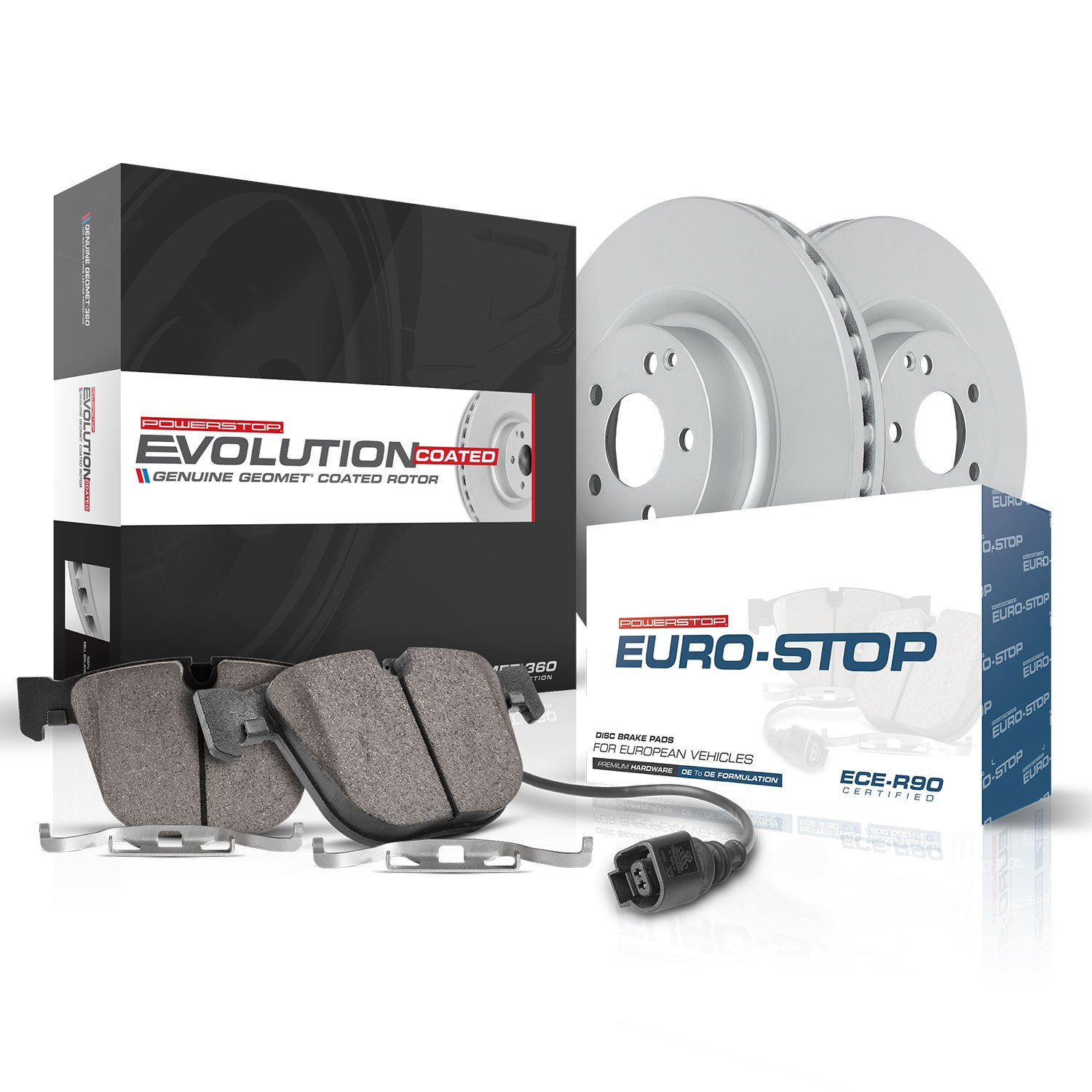 PowerStop EuroStop Brake Kit - 6-Pc, Geomet Fully Coated Rotors - Main Image