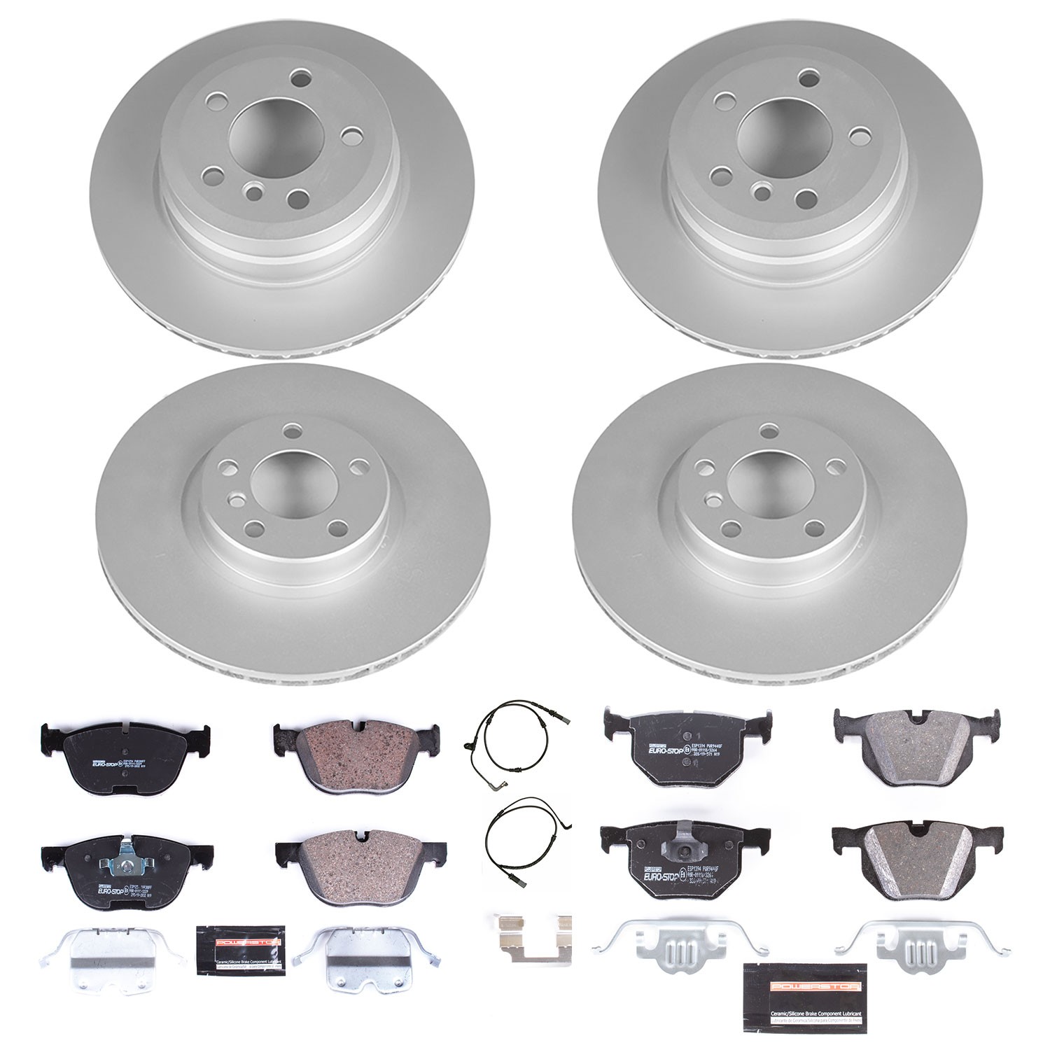 PowerStop EuroStop Brake Kit - 6-Pc, Geomet Fully Coated Rotors - 2
