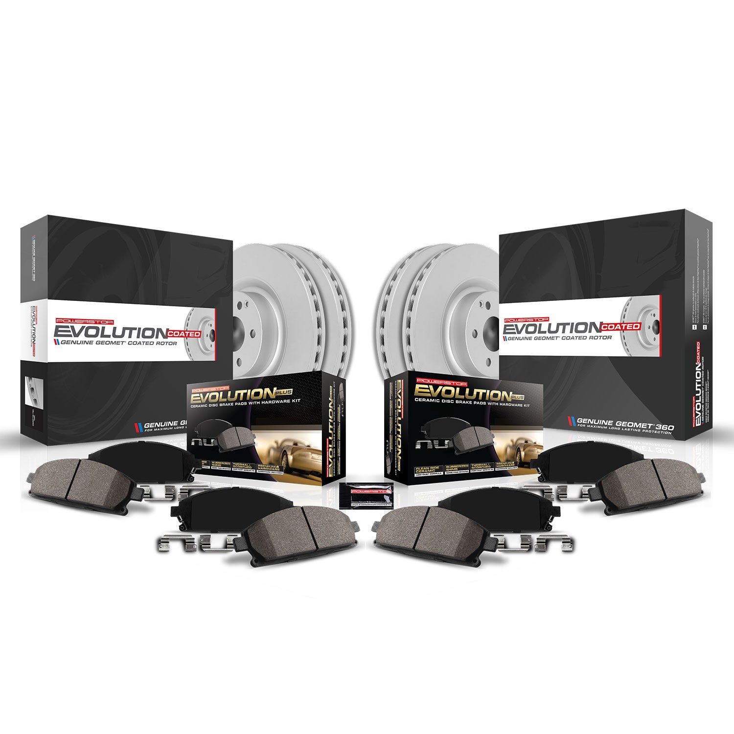 PowerStop Z17 Evolution Ceramic Front & Rear Brake Kit - 4-Pc, Ceramic, Geomet Fully Coated Rotors