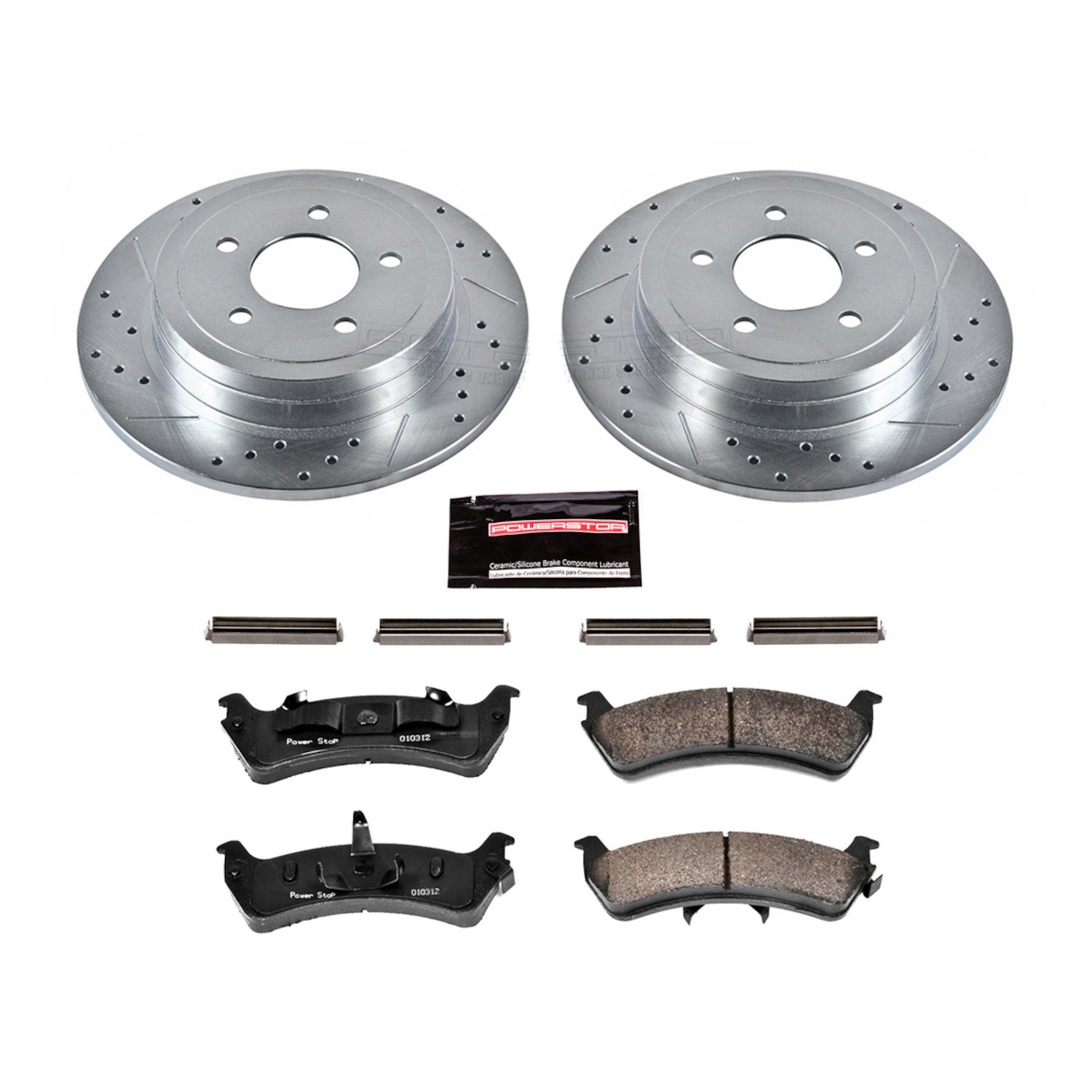 PowerStop Z23 Evolution Sport Rear Brake Kit - 4-Pc, Carbon-Fiber Ceramic, Drilled & Slotted Rotors — image 2