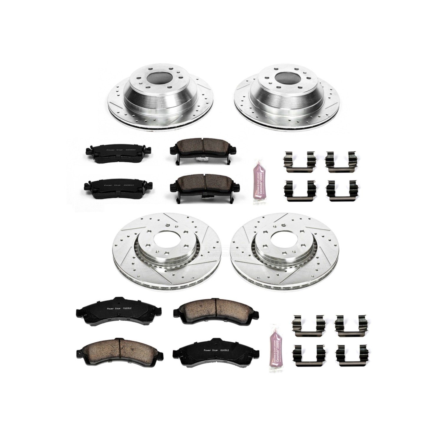 PowerStop Z23 Evolution Sport Front & Rear Brake Kit - 4-Pc, Carbon-Fiber Ceramic, Drilled & Slotted Rotors — image 2