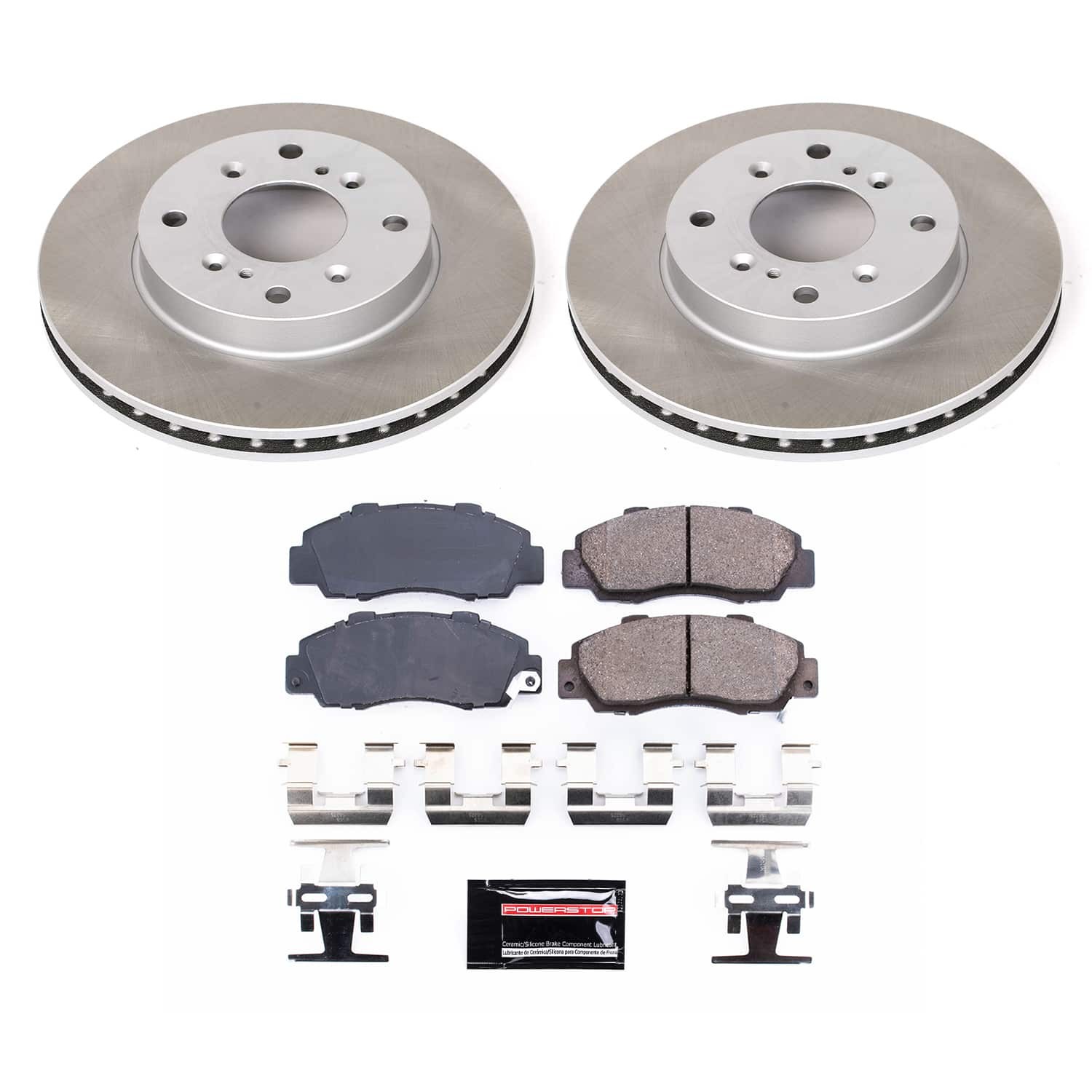 PowerStop Z17 Evolution Ceramic Front Brake Kit - 4-Pc, Ceramic, Semi Coated Rotors - 2