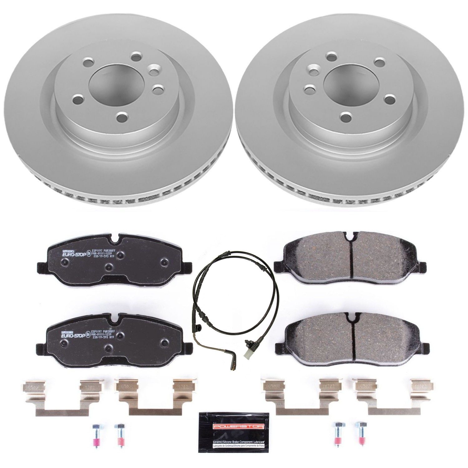 PowerStop EuroStop Brake Kit - 6-Pc, Geomet Fully Coated Rotors — image 2