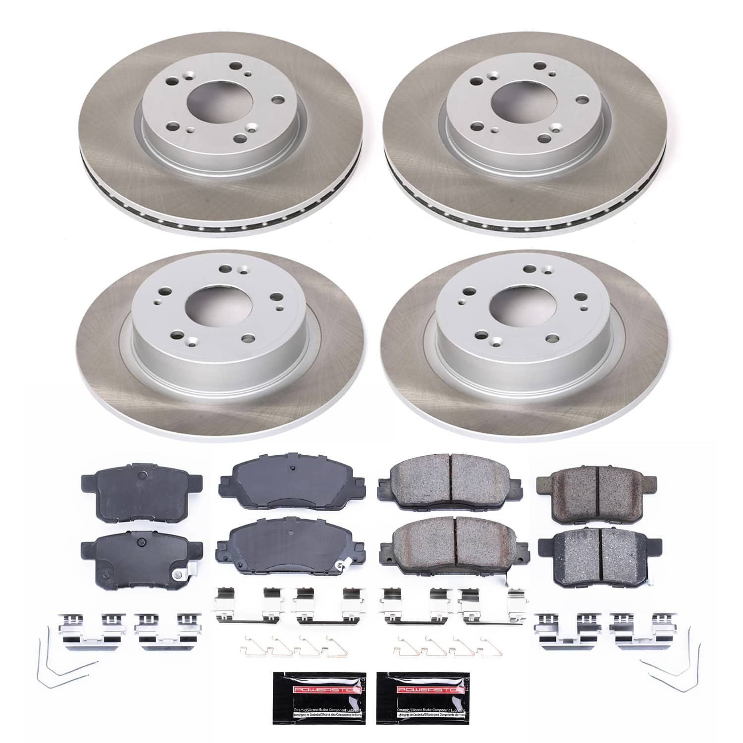 PowerStop Z17 Evolution Ceramic Front & Rear Brake Kit - 4-Pc, Ceramic, Semi Coated Rotors - 2