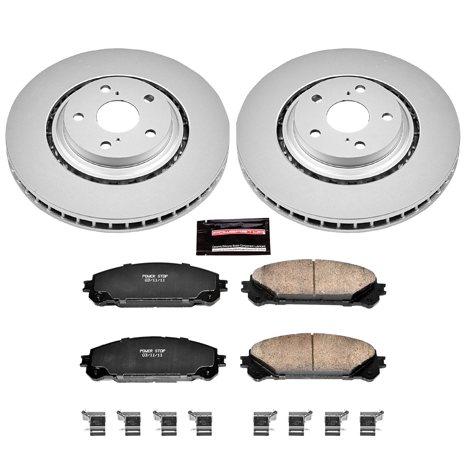 PowerStop Z17 Evolution Ceramic Front Brake Kit - 4-Pc, Ceramic, Geomet Fully Coated Rotors - 2