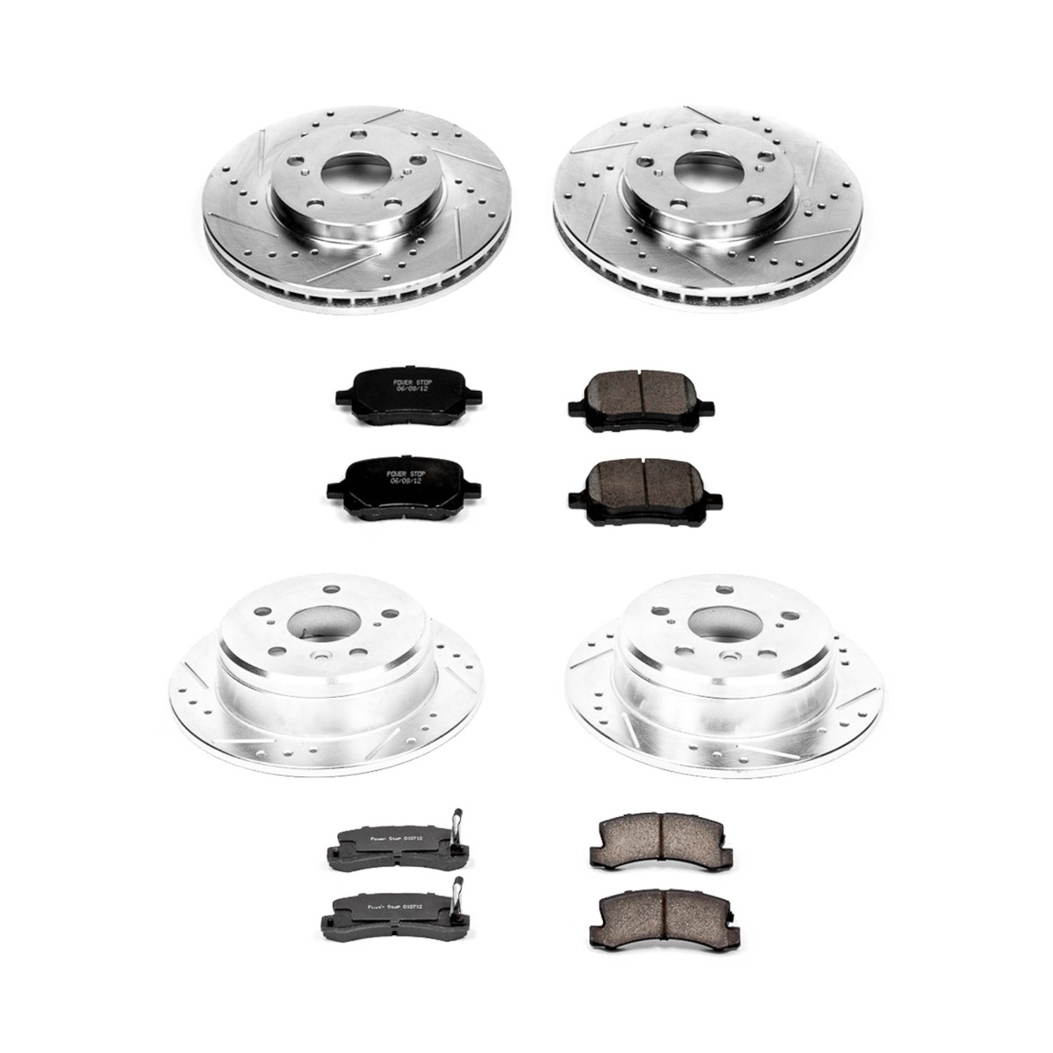 PowerStop Z23 Evolution Sport Front & Rear Brake Kit - 4-Pc, Carbon-Fiber Ceramic, Drilled & Slotted Rotors - 2