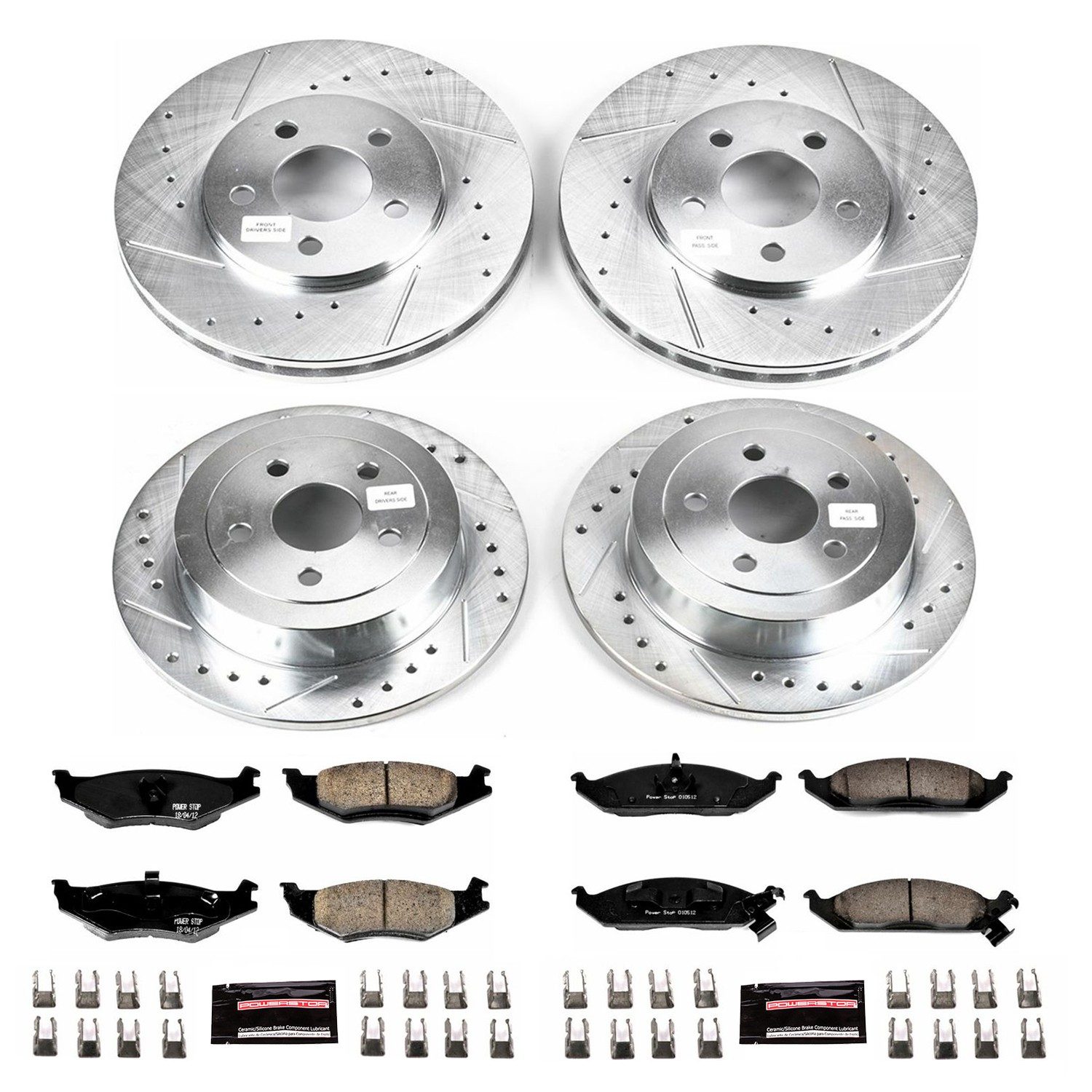 PowerStop Z23 Evolution Sport Front & Rear Brake Kit - 4-Pc, Carbon-Fiber Ceramic, Drilled & Slotted Rotors — image 2
