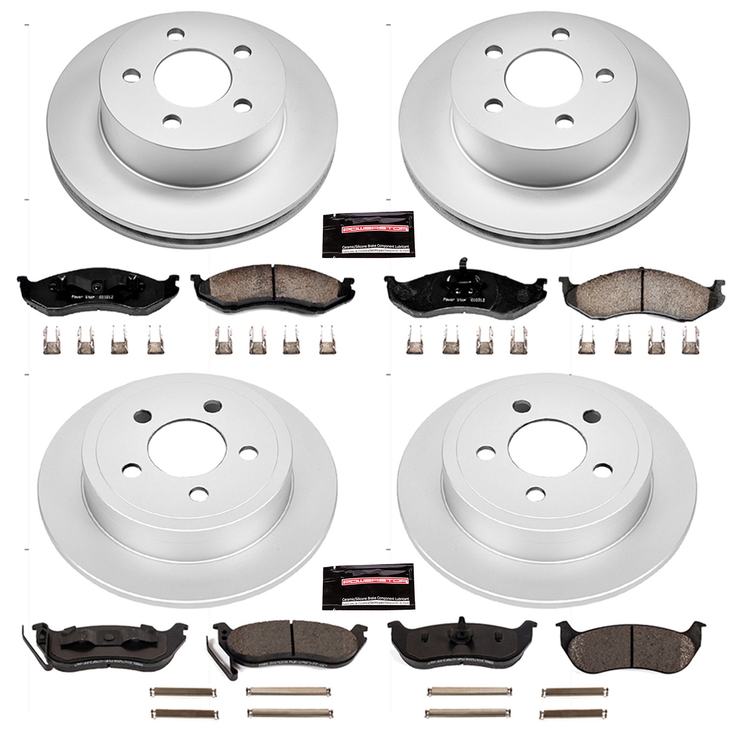 PowerStop Z17 Evolution Ceramic Front & Rear Brake Kit - 4-Pc, Ceramic, Geomet Fully Coated Rotors - 2