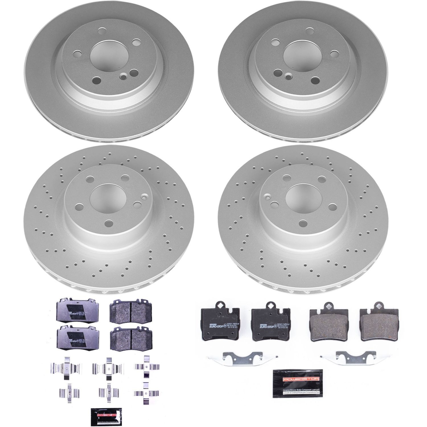 PowerStop EuroStop Brake Kit - 6-Pc, Geomet Fully Coated Rotors - 2