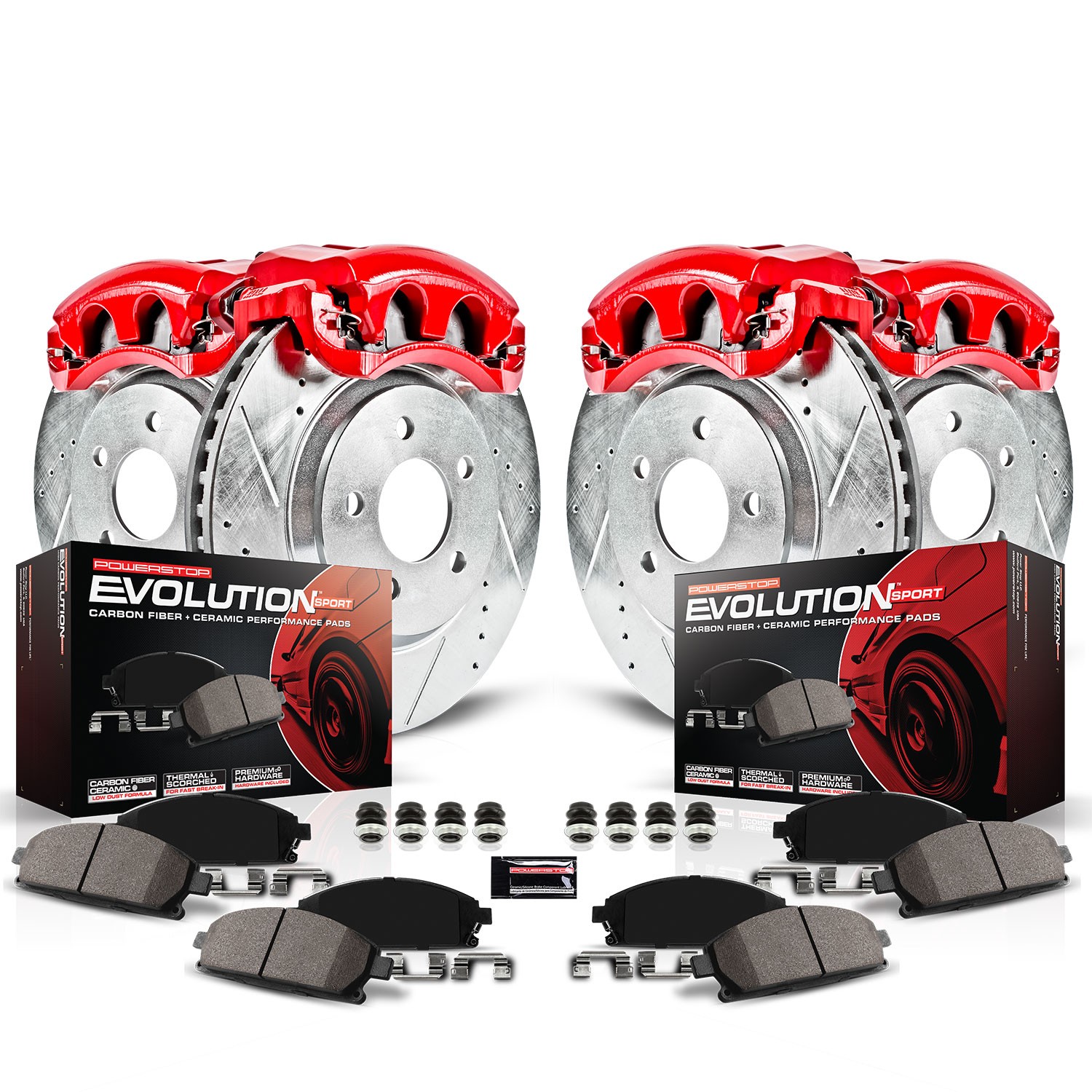 PowerStop Z23 Evolution Sport Front & Rear Brake Kit - 8-Pc, Carbon-Fiber Ceramic, Drilled & Slotted Rotors - Main Image