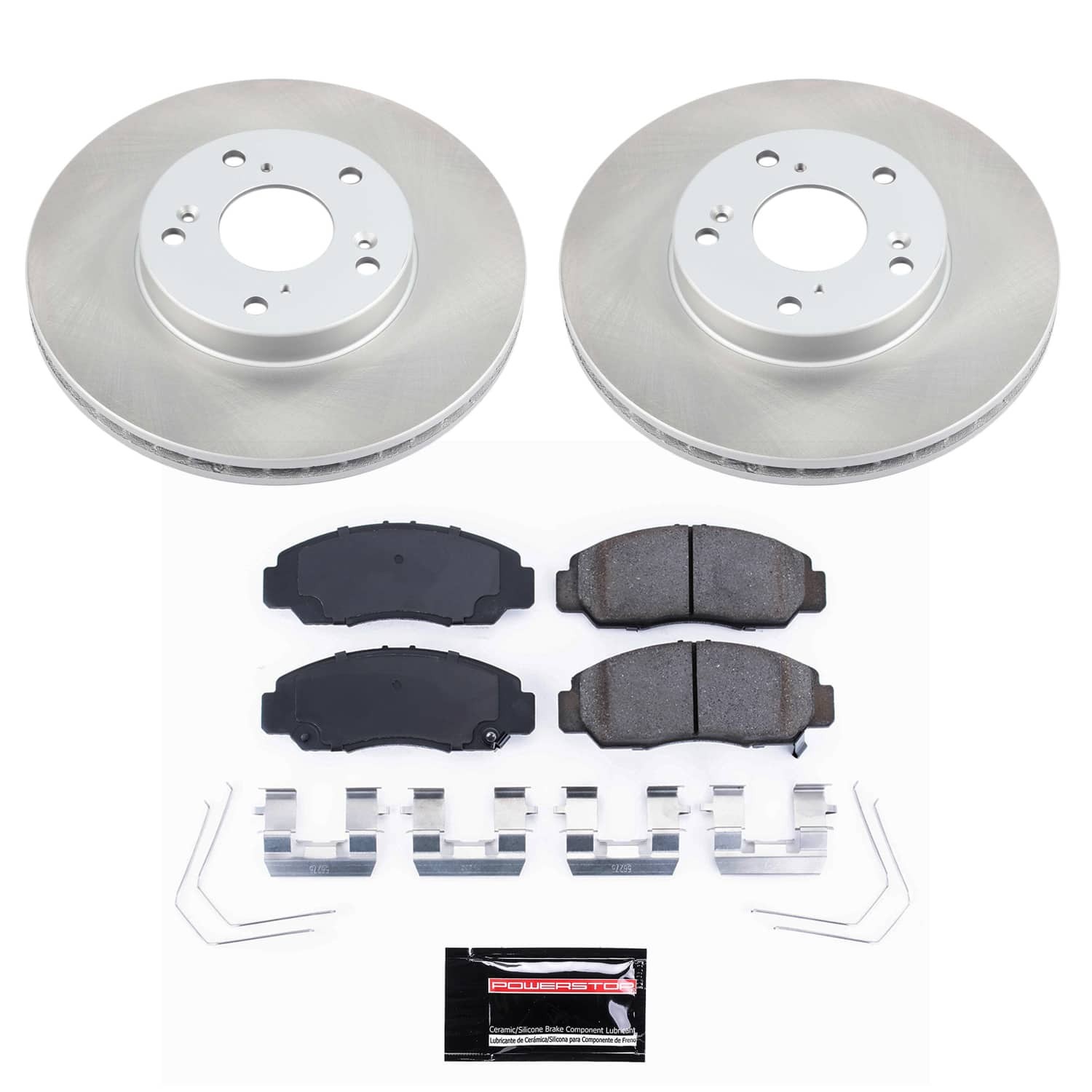 PowerStop Z17 Evolution Ceramic Front Brake Kit - 4-Pc, Ceramic, Semi Coated Rotors - 2