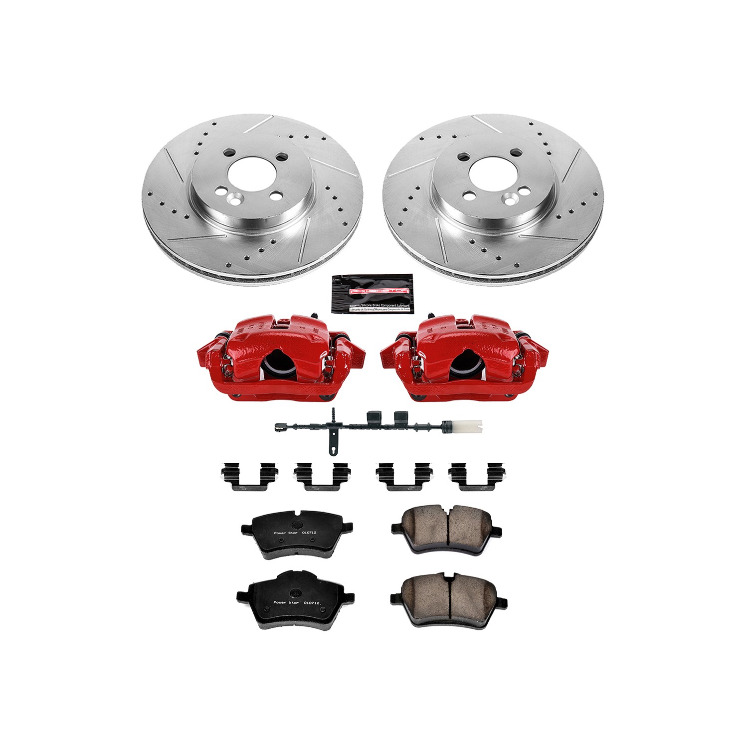 PowerStop Z23 Evolution Sport Front Brake Kit - 9-Pc, Carbon-Fiber Ceramic, Drilled & Slotted Rotors - 2