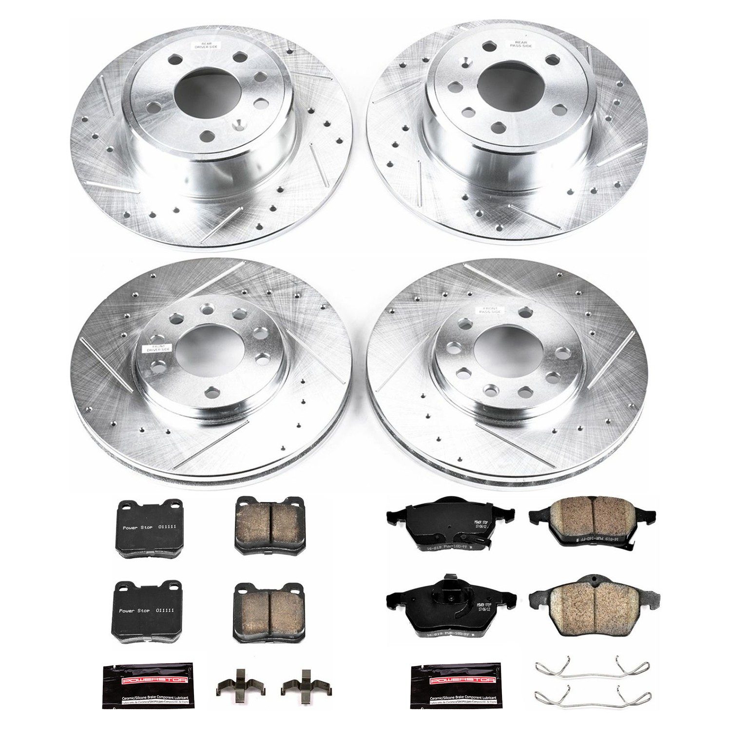 PowerStop Z23 Evolution Sport Front & Rear Brake Kit - 4-Pc, Carbon-Fiber Ceramic, Drilled & Slotted Rotors — image 2