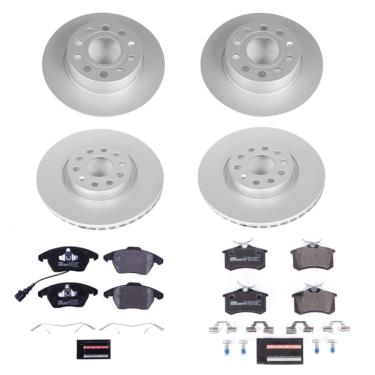 PowerStop EuroStop Brake Kit - 4-Pc, Geomet Fully Coated Rotors - 2